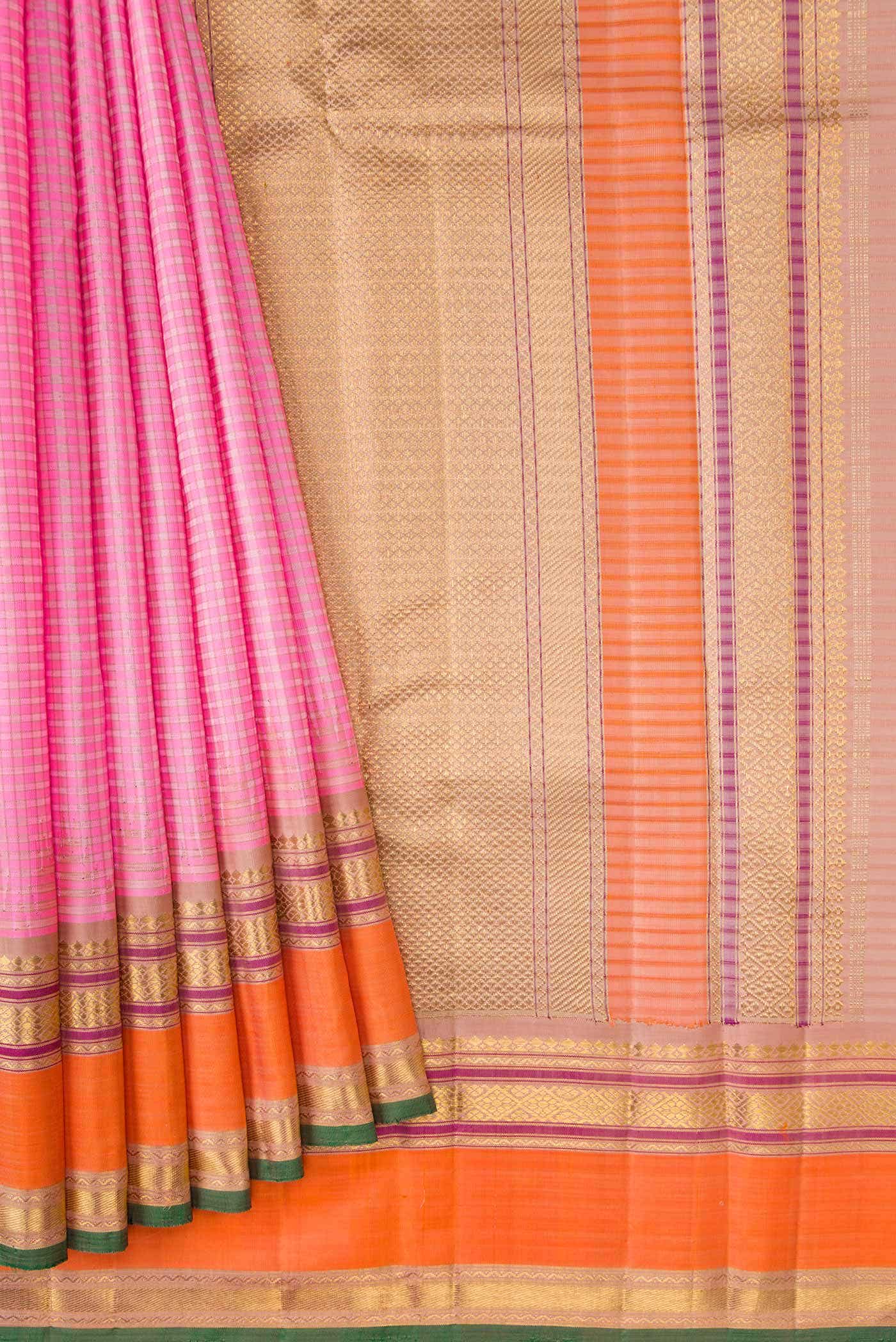Pure Silk Pure Zari Pink Kanchipuram Saree