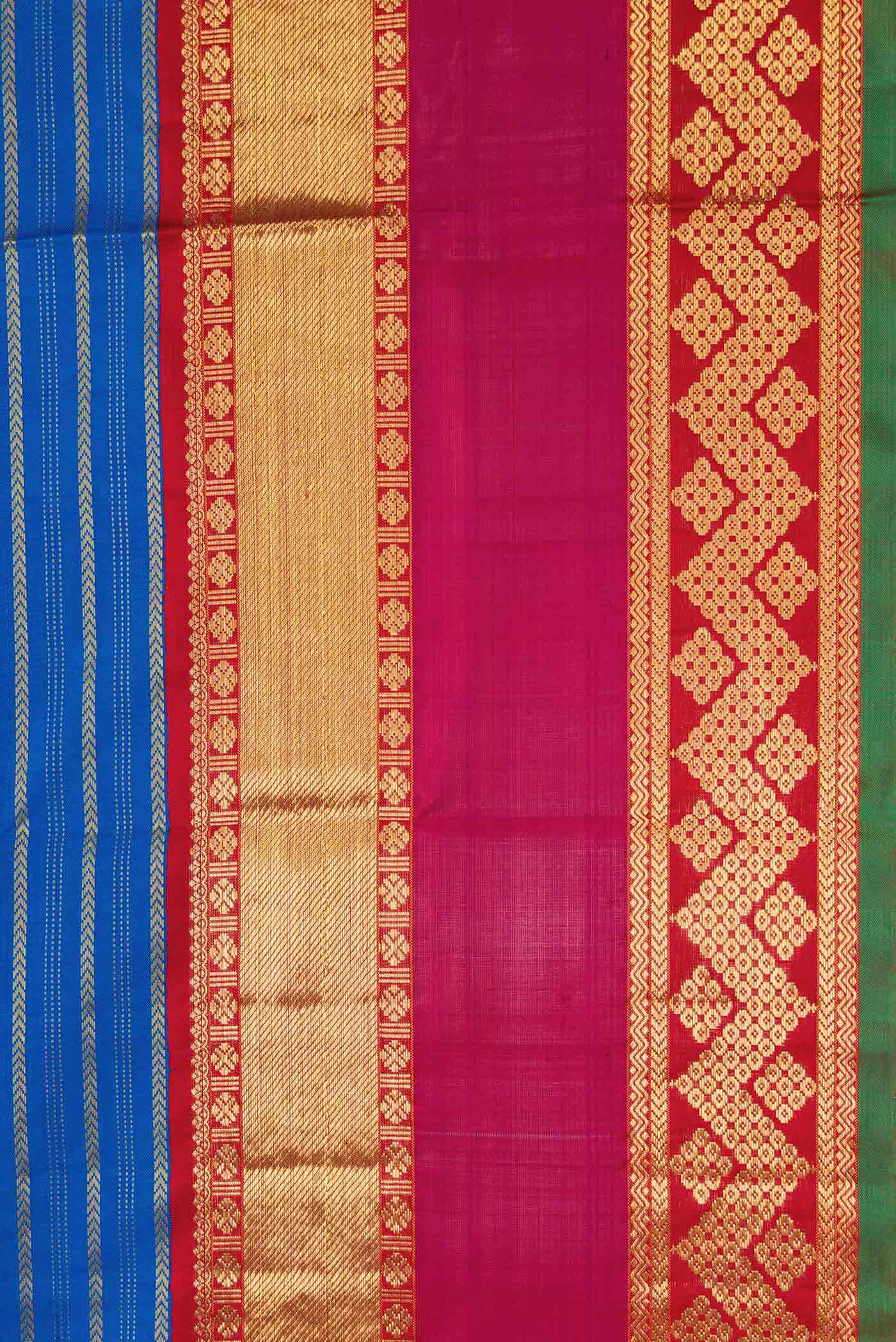 Pure Silk Pure Zari Royal Blue Kanchipuram Saree