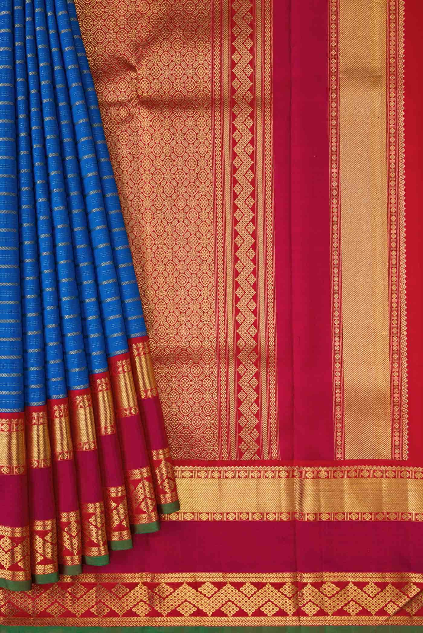 Pure Silk Pure Zari Royal Blue Kanchipuram Saree