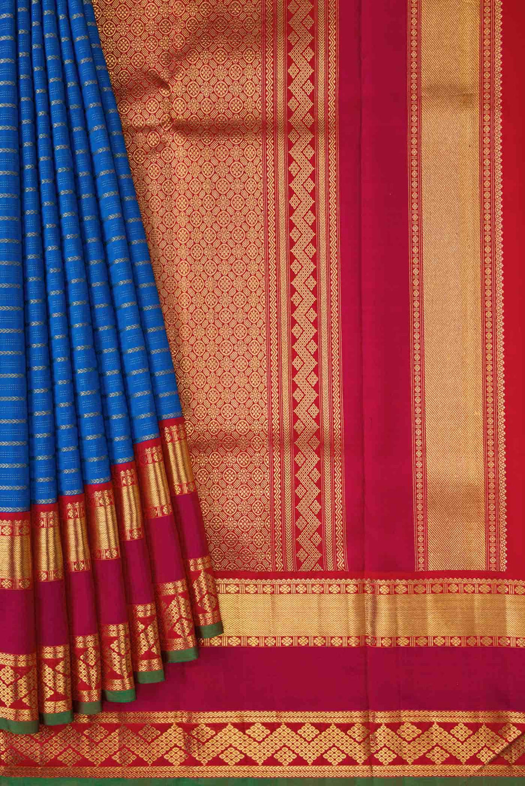 Pure Silk Pure Zari Royal Blue Kanchipuram Saree