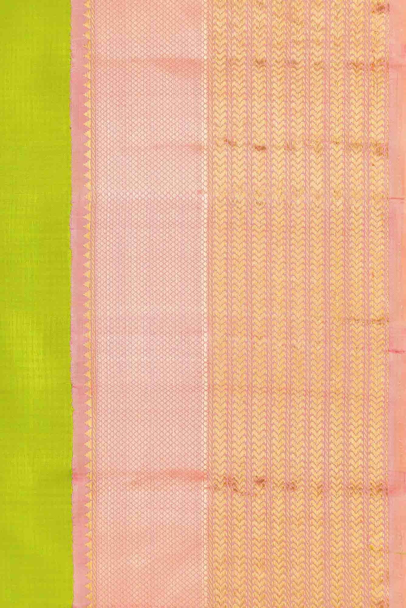 Parrot Green Dual Tone Kanchipuram Silk Saree
