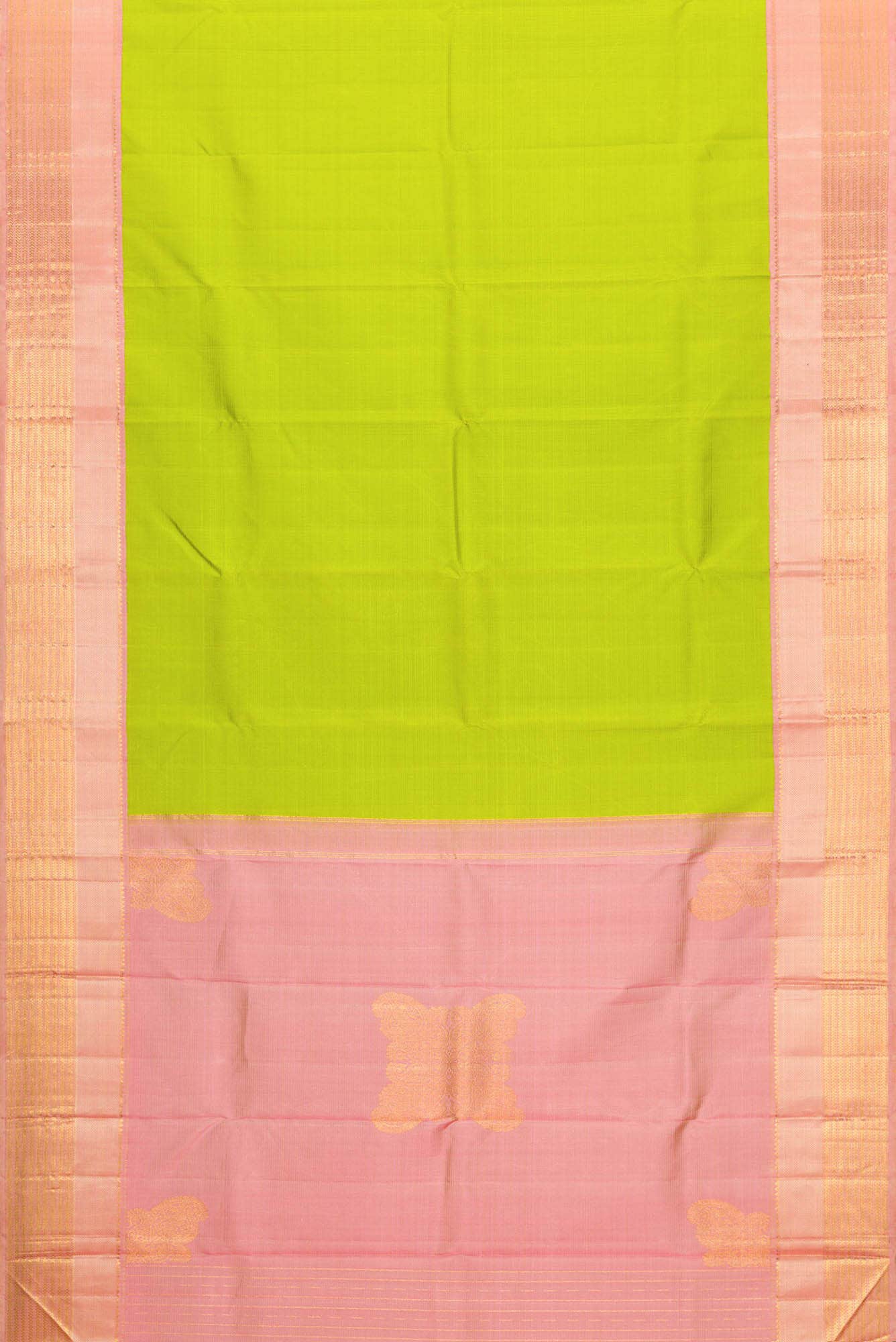 Parrot Green Dual Tone Kanchipuram Silk Saree