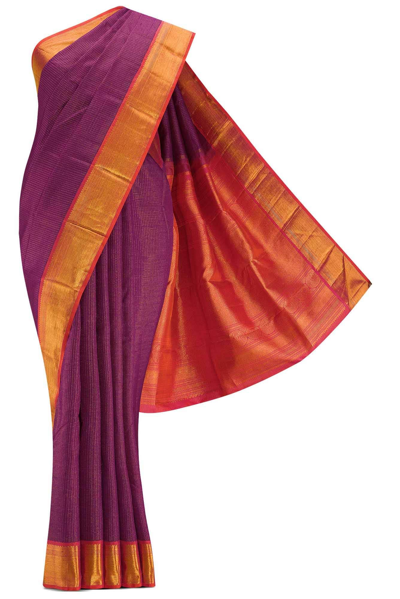 Magenta Dual Tone Kanchipuram Silk Saree