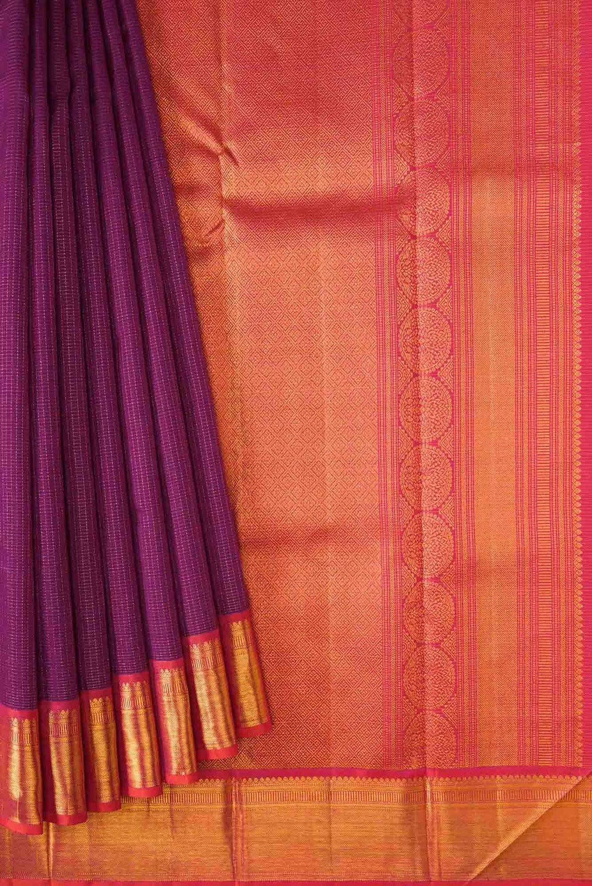 Magenta Dual Tone Kanjivaram Silk Saree