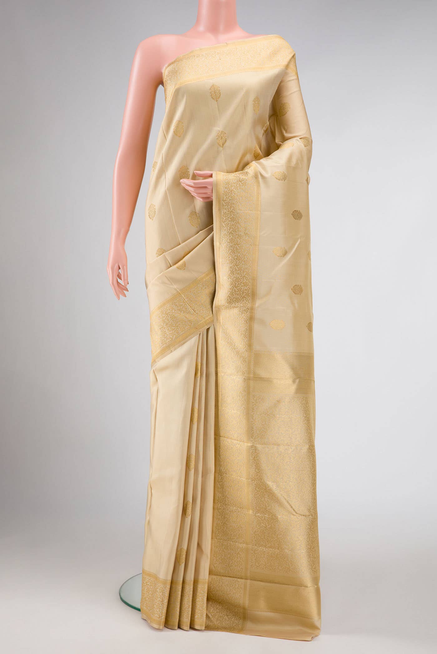 Pure Silk Pure Zari Sandal Kanchipuram Saree