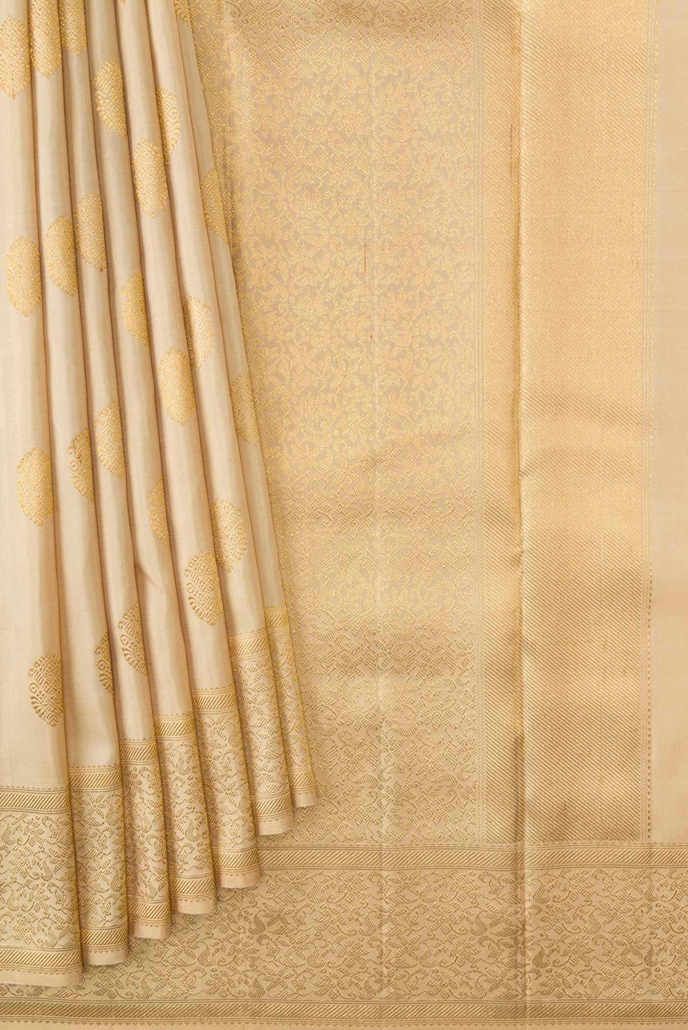 Pure Silk Pure Zari Sandal Kanchipuram Saree