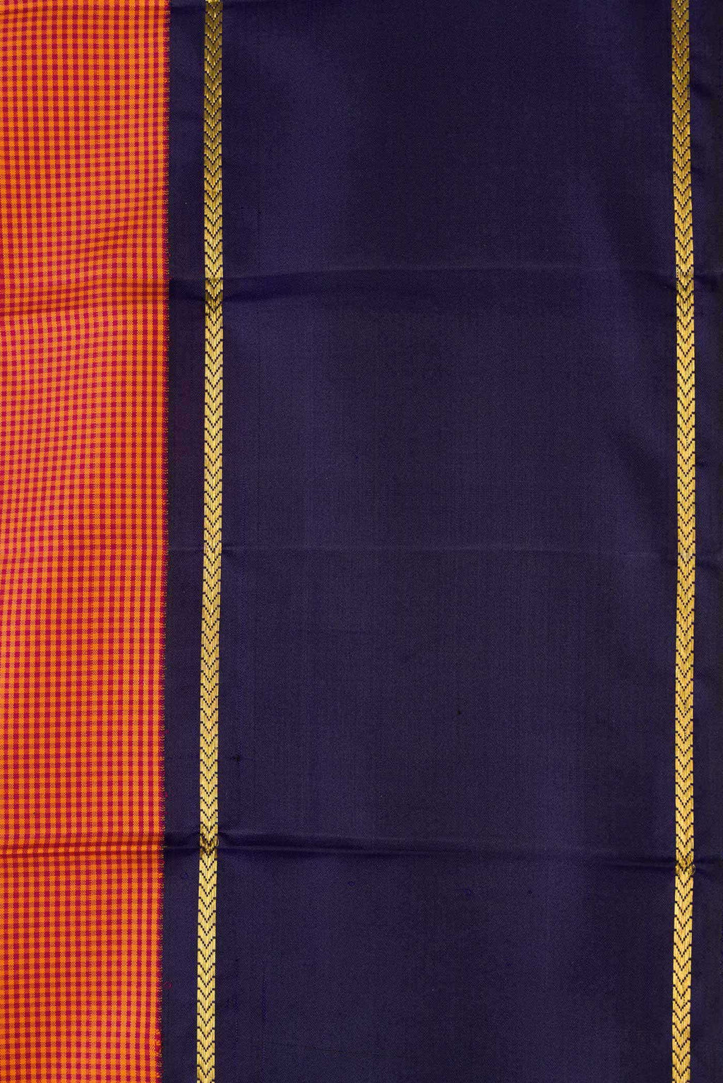 Pure Silk Pure Zari Orange Dual Tone Kanchipuram Saree