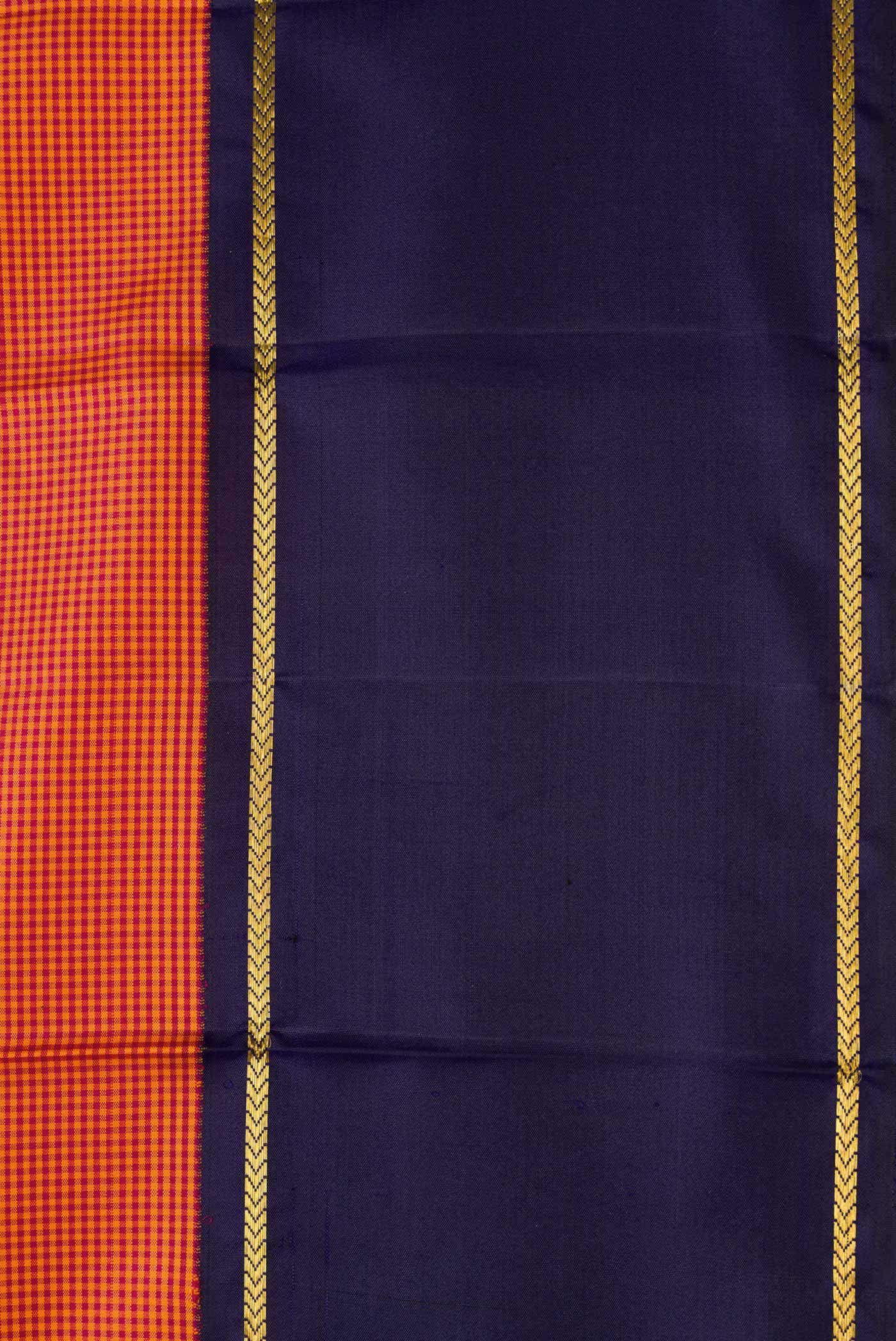 Pure Silk Pure Zari Orange Dual Tone Kanchipuram Saree
