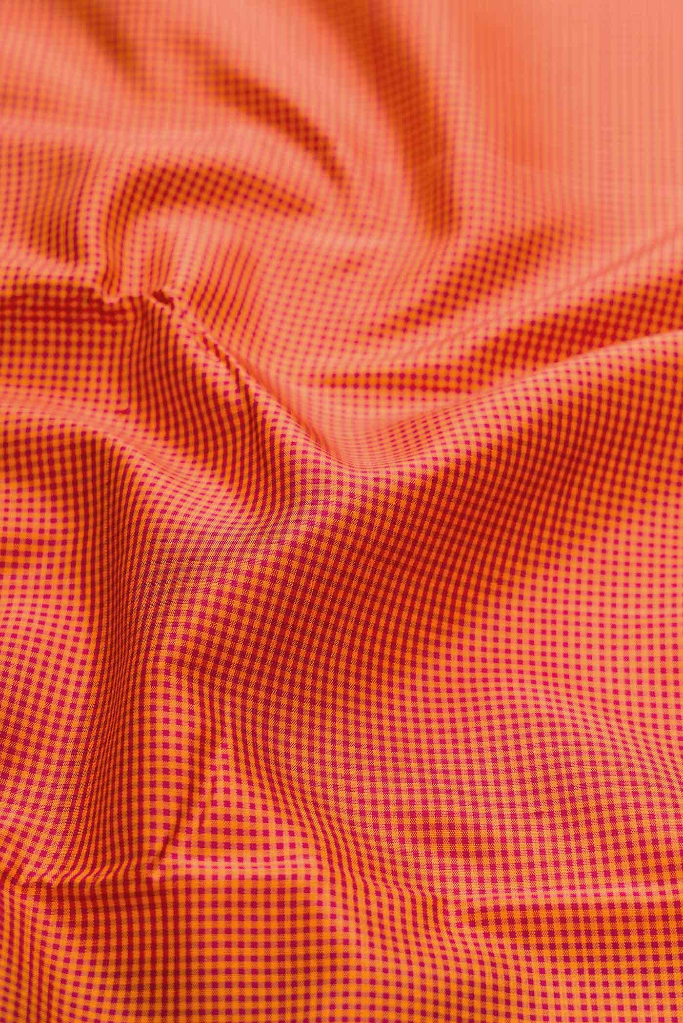 Pure Silk Pure Zari Orange Dual Tone Kanchipuram Saree
