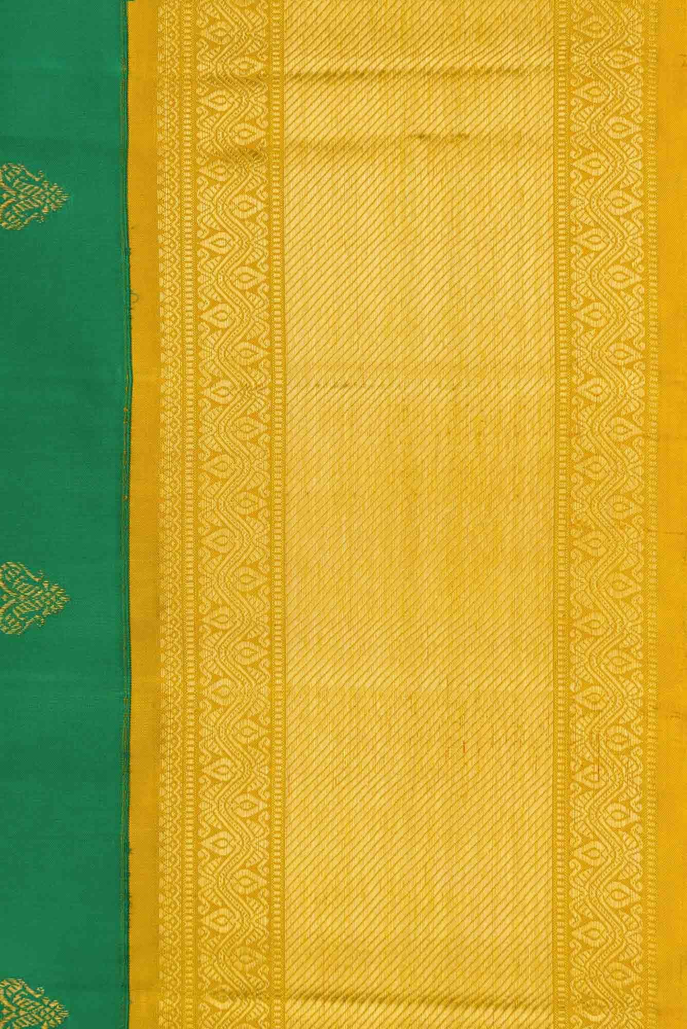 Pure Silk Pure Zari Green Dual Tone Kanchipuram Saree
