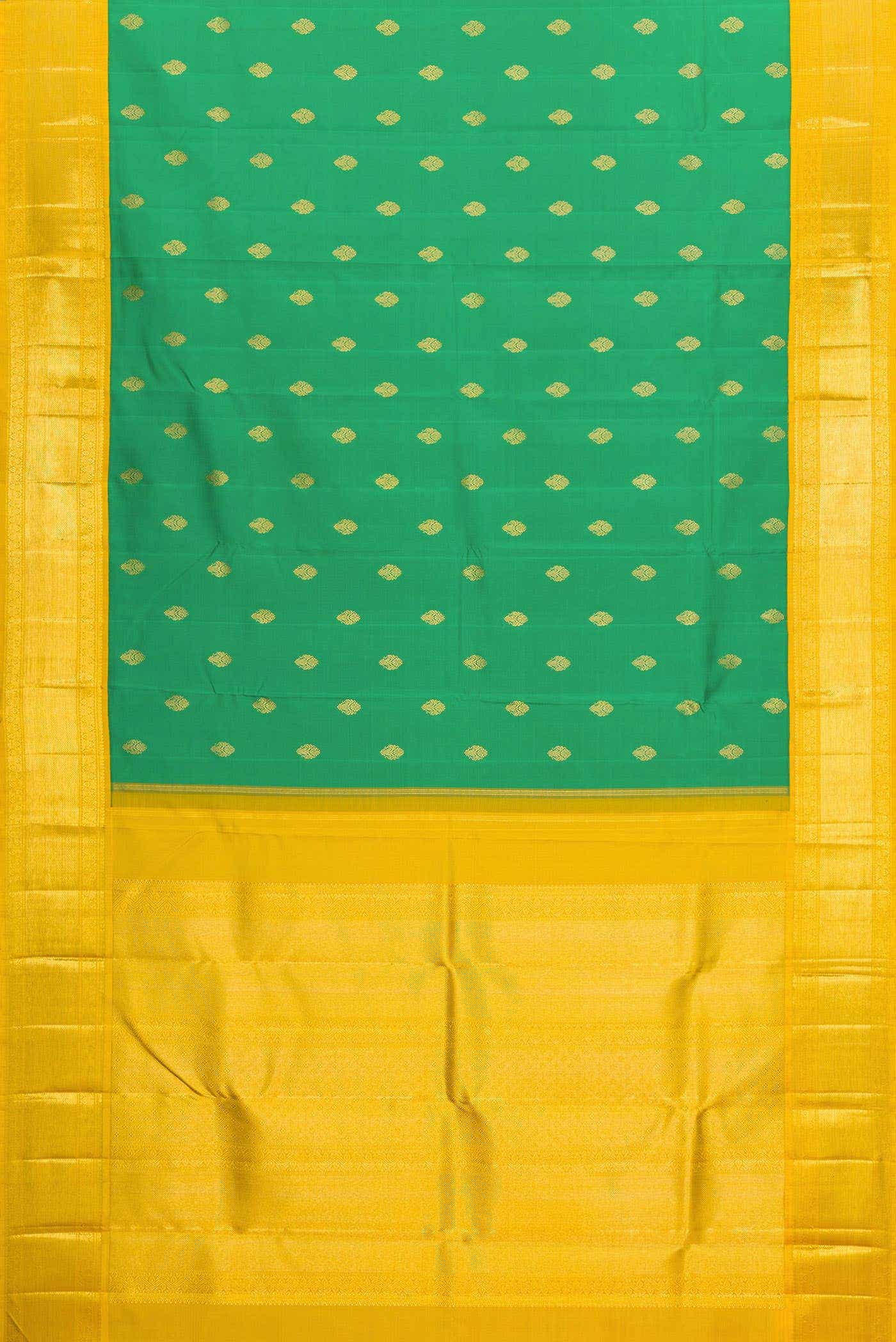 Pure Silk Pure Zari Green Dual Tone Kanchipuram Saree