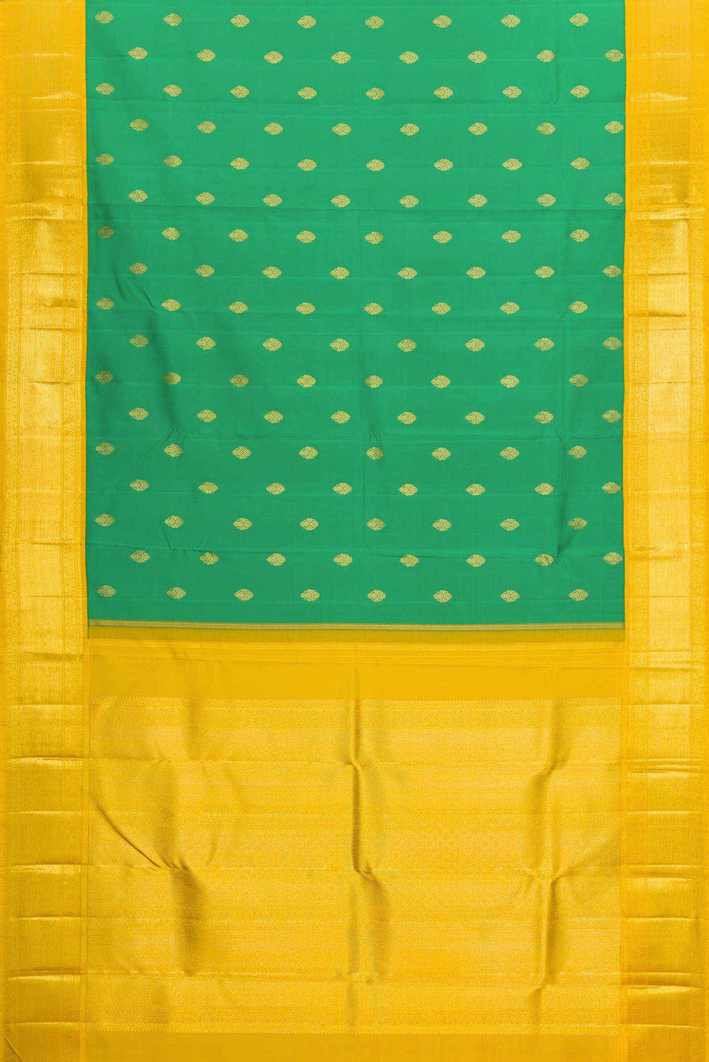 Pure Silk Pure Zari Green Dual Tone Kanchipuram Saree