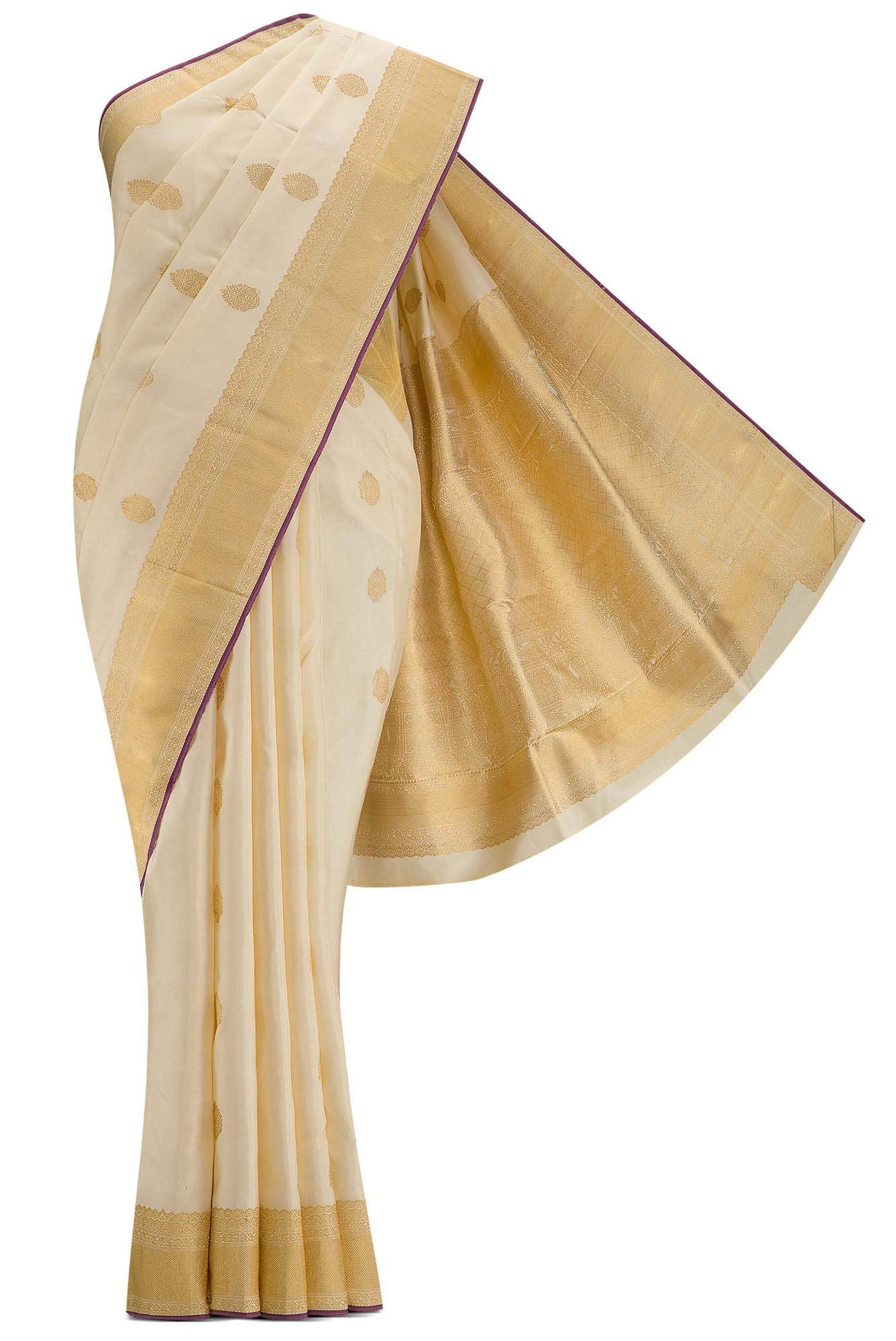 Pure Silk Pure Zari Sandal Dual Tone Kanchipuram Saree