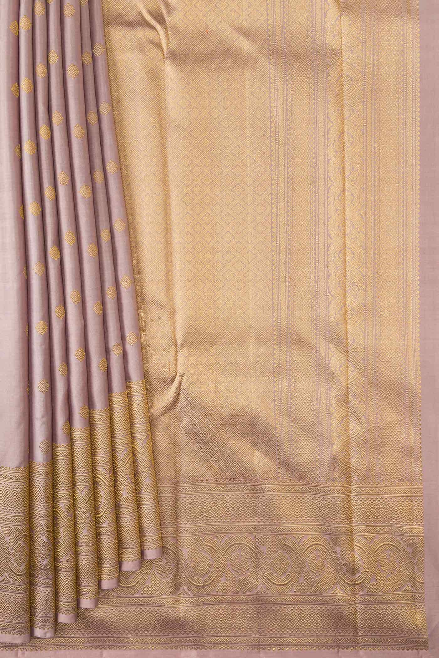 Pure Silk Pure Zari Rose Gold Kanchipuram Saree