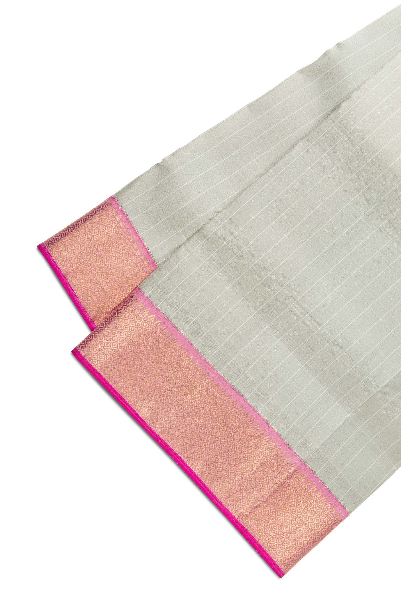 Pista Green Silk Dhoti With Angavastram (8X4) Muzham