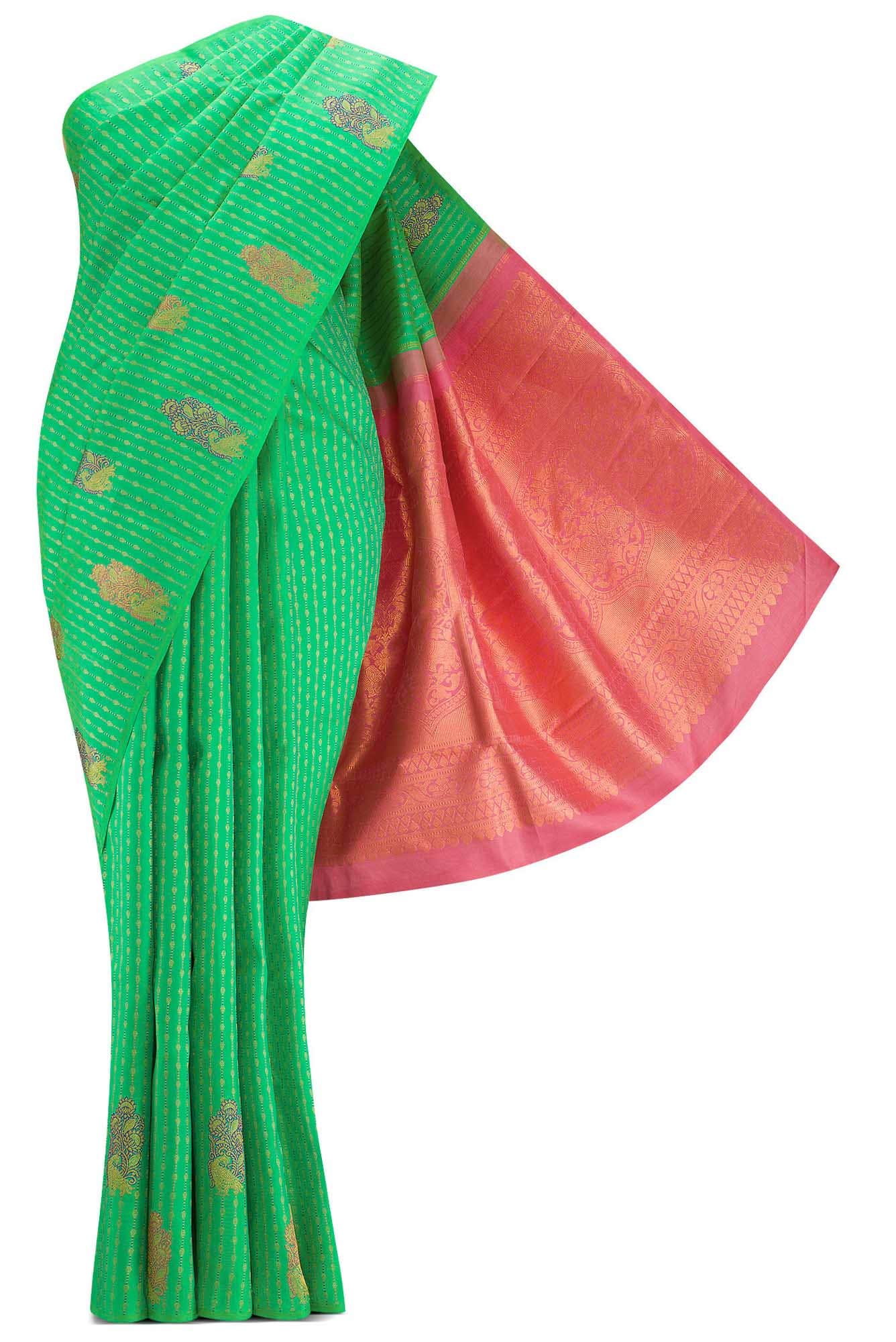 Sea Green Dual Tone Kanchipuram Silk Saree