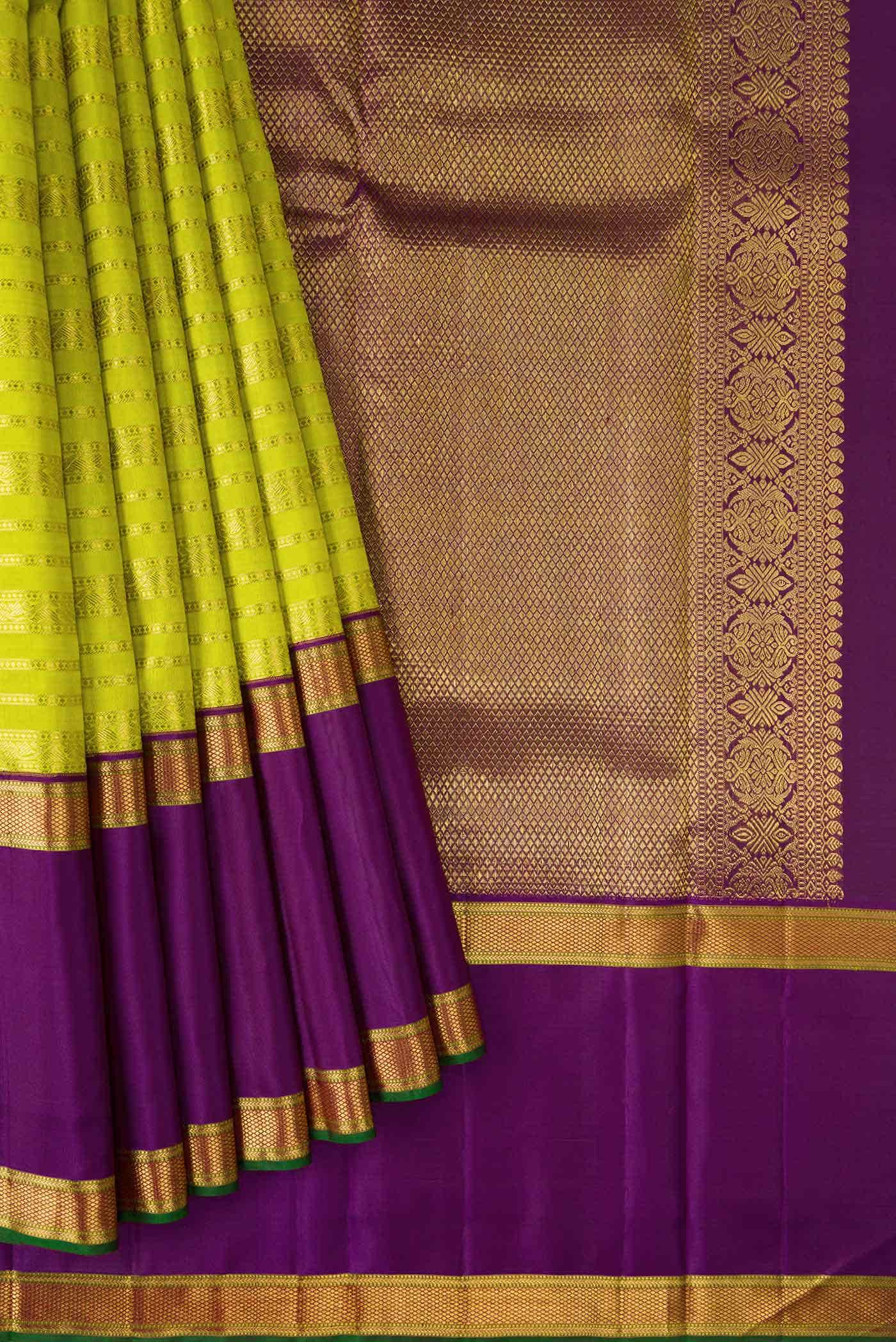 Parrot Green Kanchipuram Silk Saree