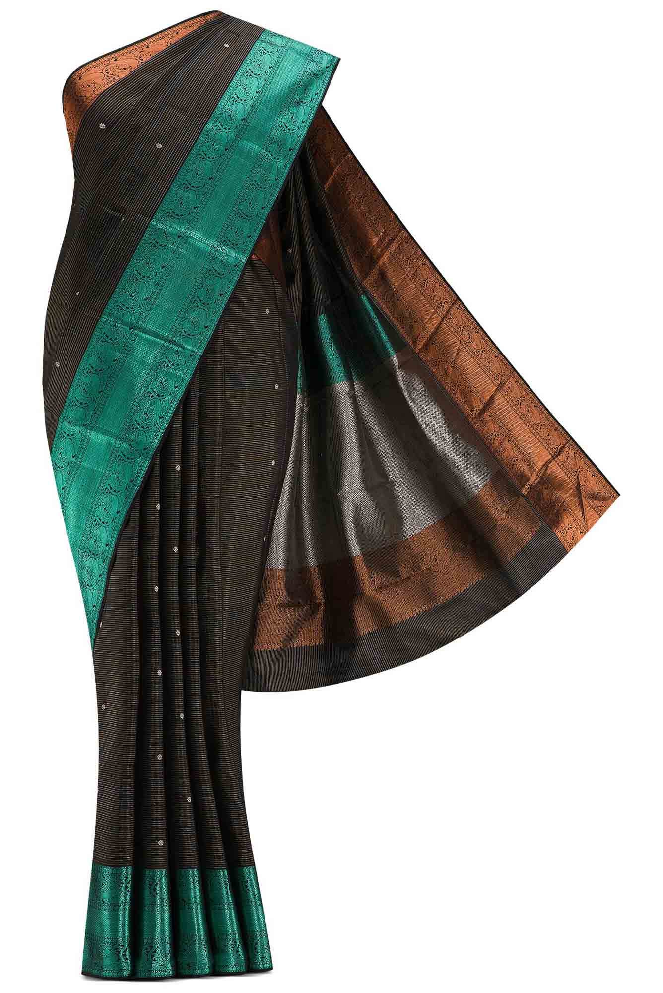 Black Dual Tone Kanchipuram Silk Saree