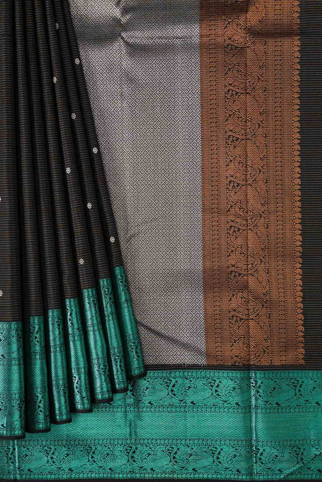 Black Dual Tone Kanchipuram Silk Saree