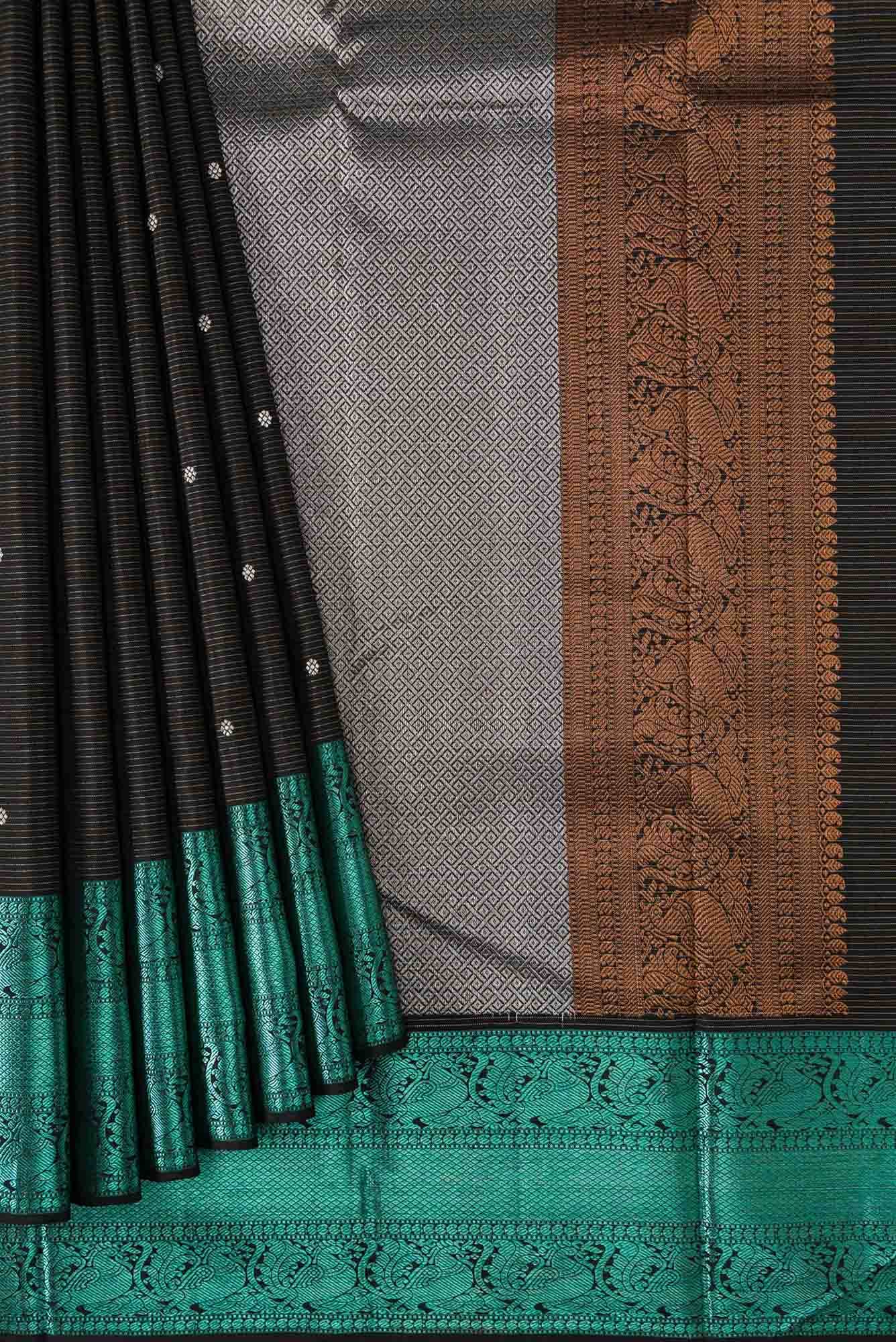 Black Dual Tone Kanchipuram Silk Saree