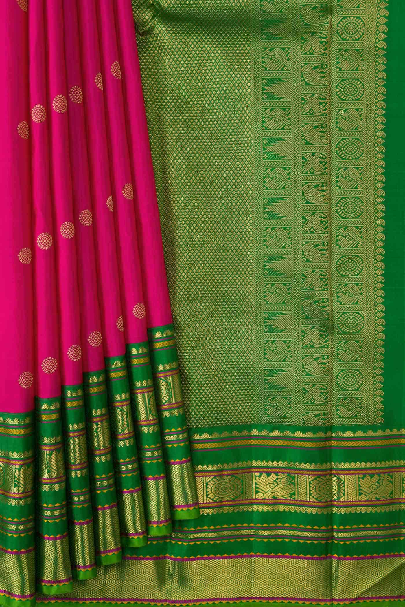 Pure Silk Pure Zari Pink Dual Tone Kanchipuram Saree