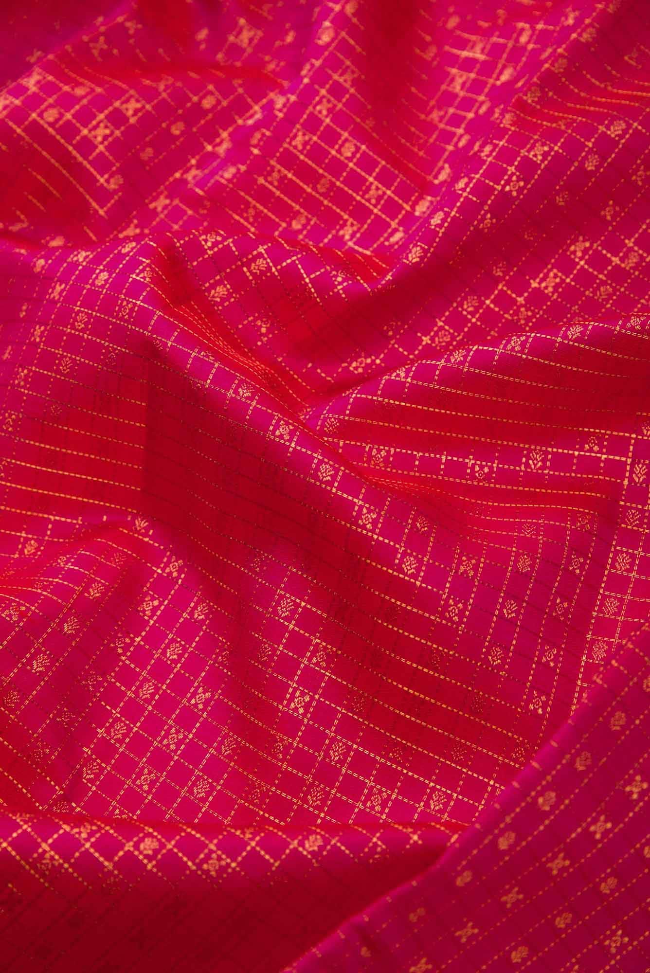 Pure Silk Pure Zari Orange Dual Tone Kanchipuram Saree