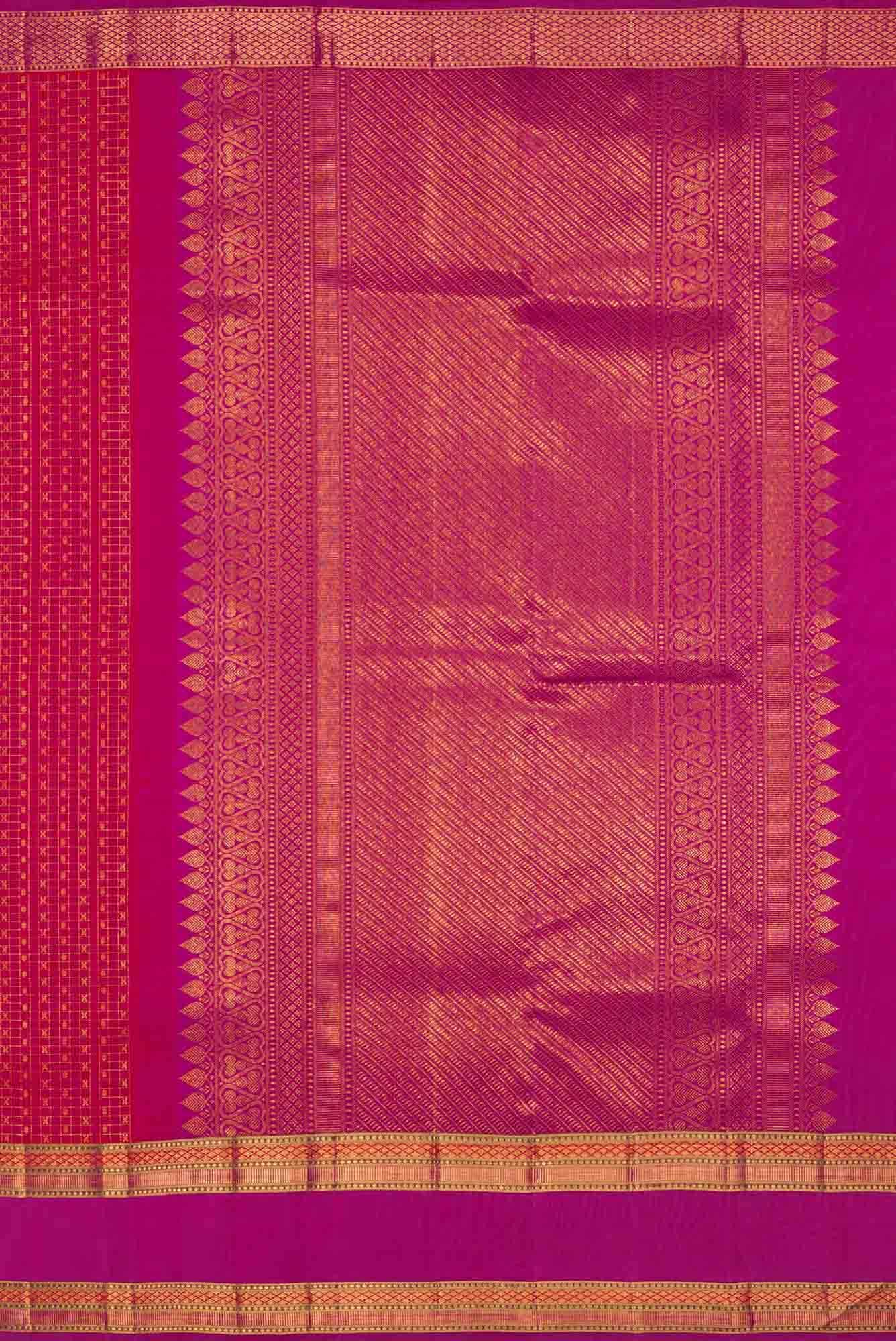 Pure Silk Pure Zari Orange Dual Tone Kanchipuram Saree