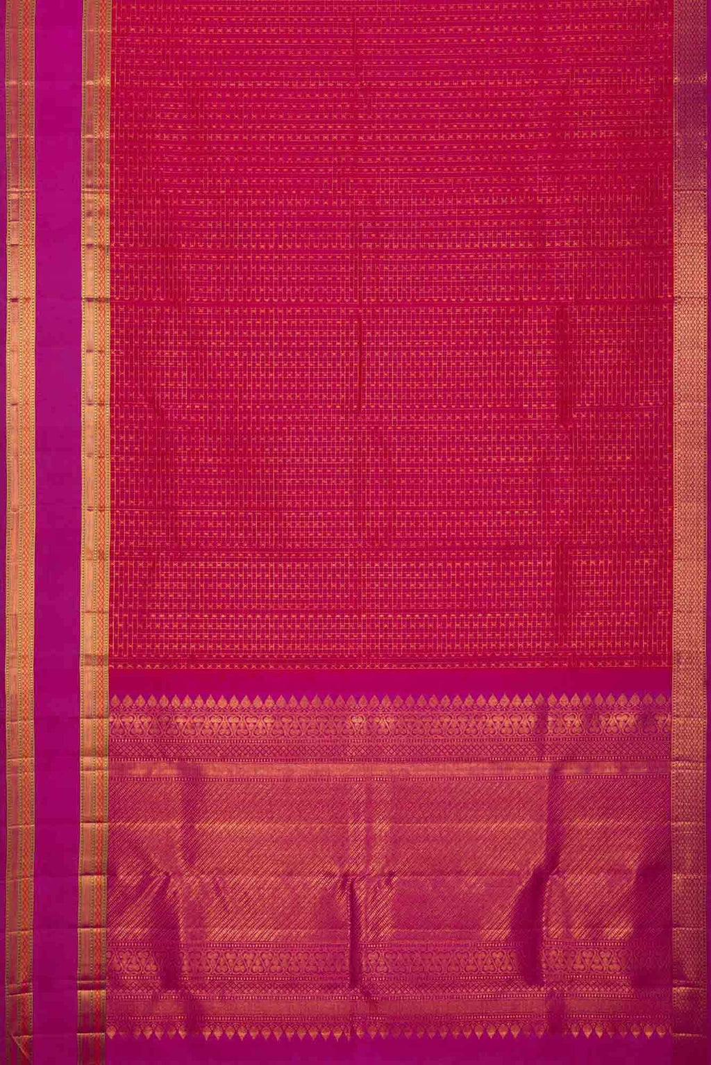 Pure Silk Pure Zari Orange Dual Tone Kanchipuram Saree