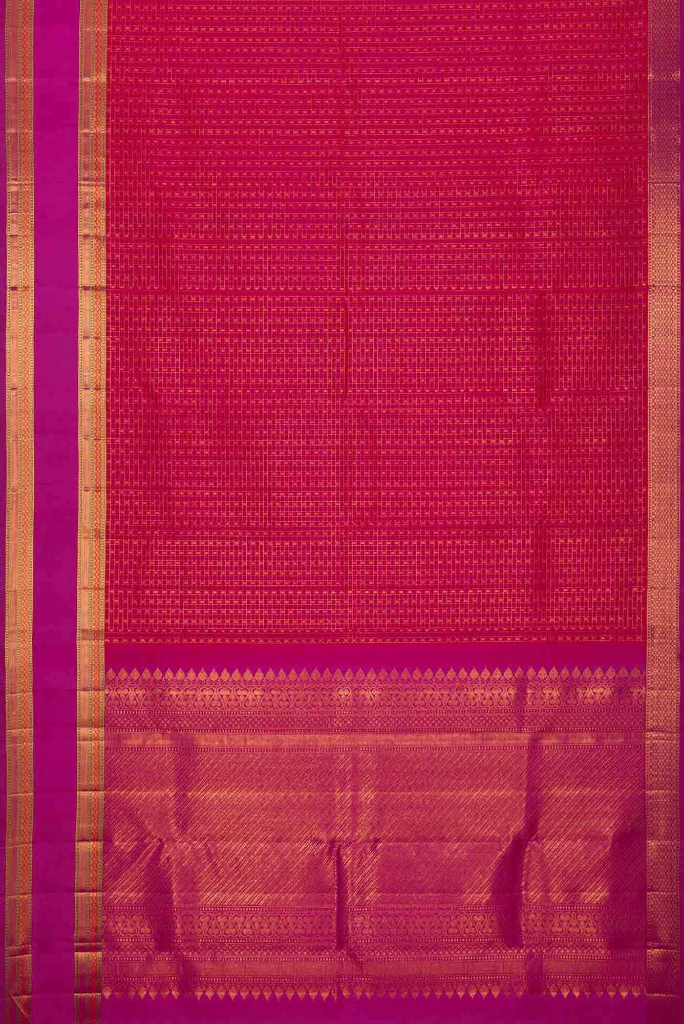 Pure Silk Pure Zari Orange Dual Tone Kanchipuram Saree