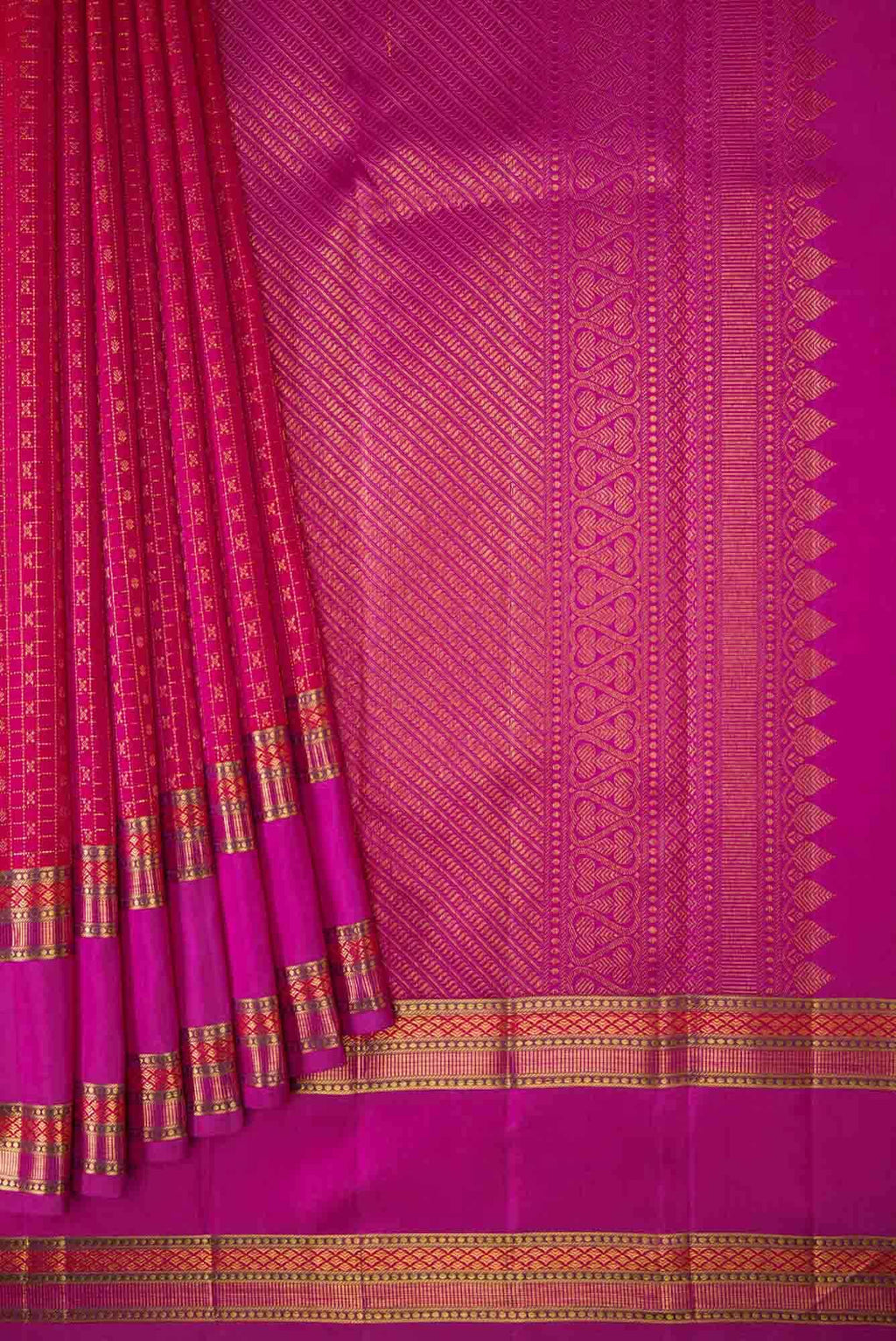 Pure Silk Pure Zari Orange Dual Tone Kanchipuram Saree