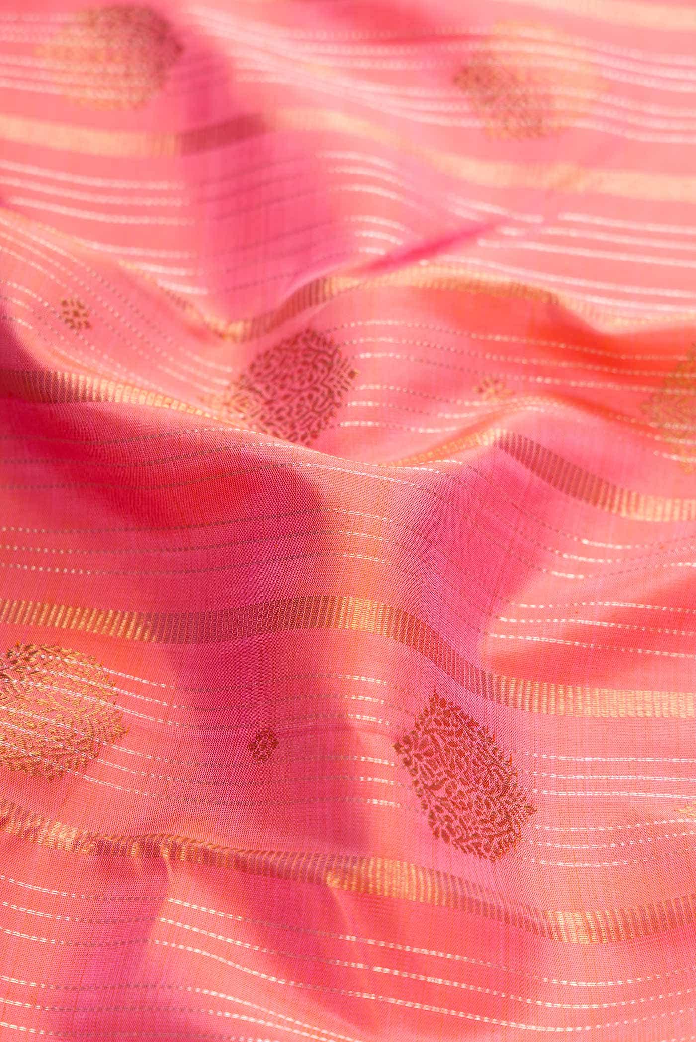 Pure Silk Pure Zari Pink Kanchipuram Saree
