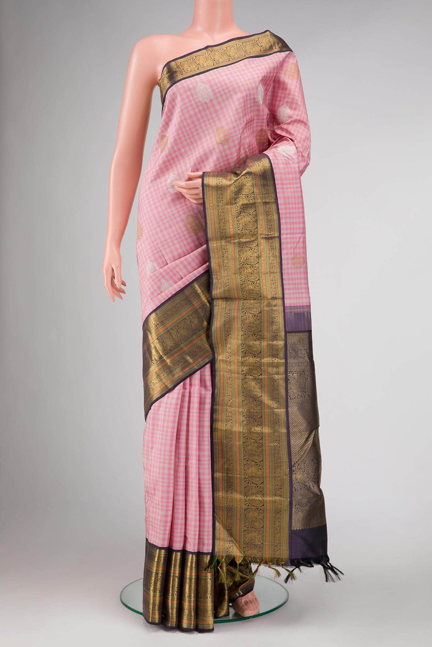 Pure Silk Pure Zari Multi Kanchipuram Saree