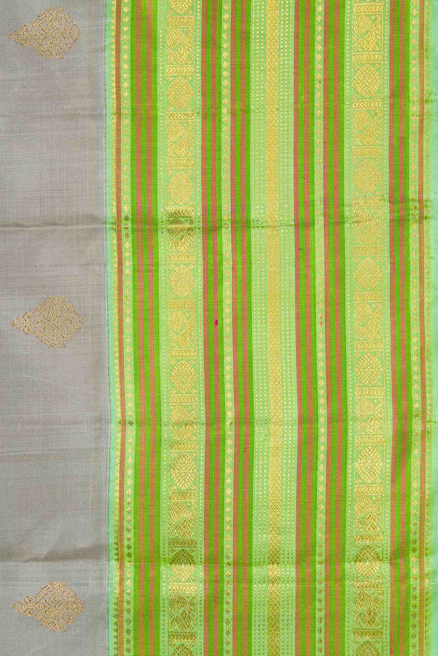 Pure Silk Pure Zari Grey Kanchipuram Saree
