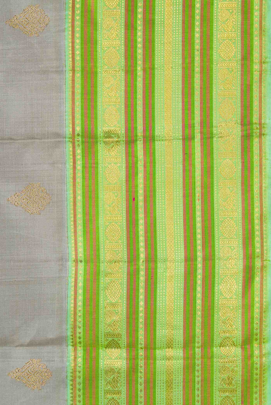 Pure Silk Pure Zari Grey Kanchipuram Saree