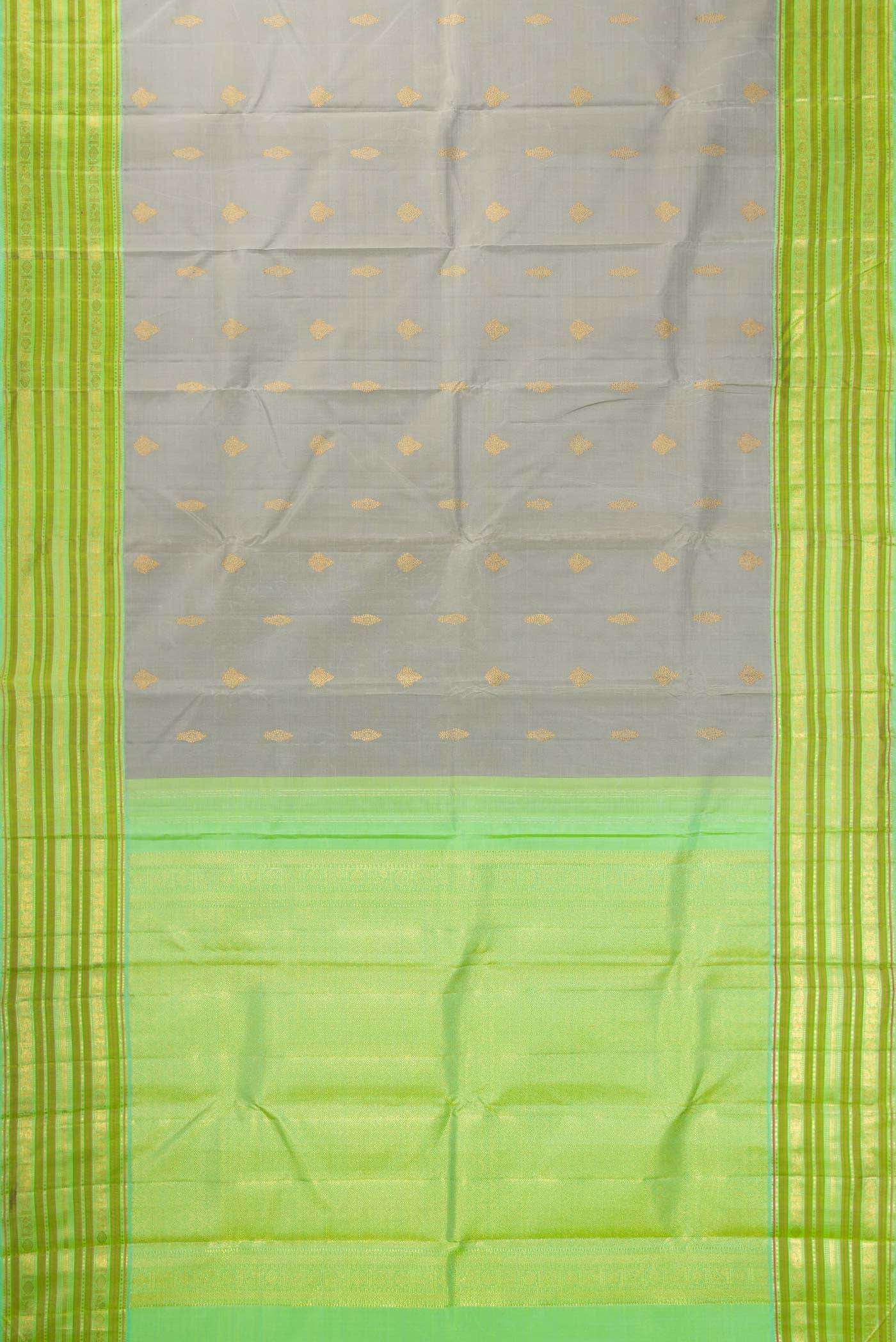 Pure Silk Pure Zari Grey Kanchipuram Saree