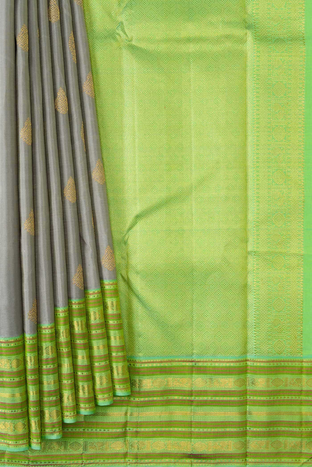 Pure Silk Pure Zari Grey Kanchipuram Saree
