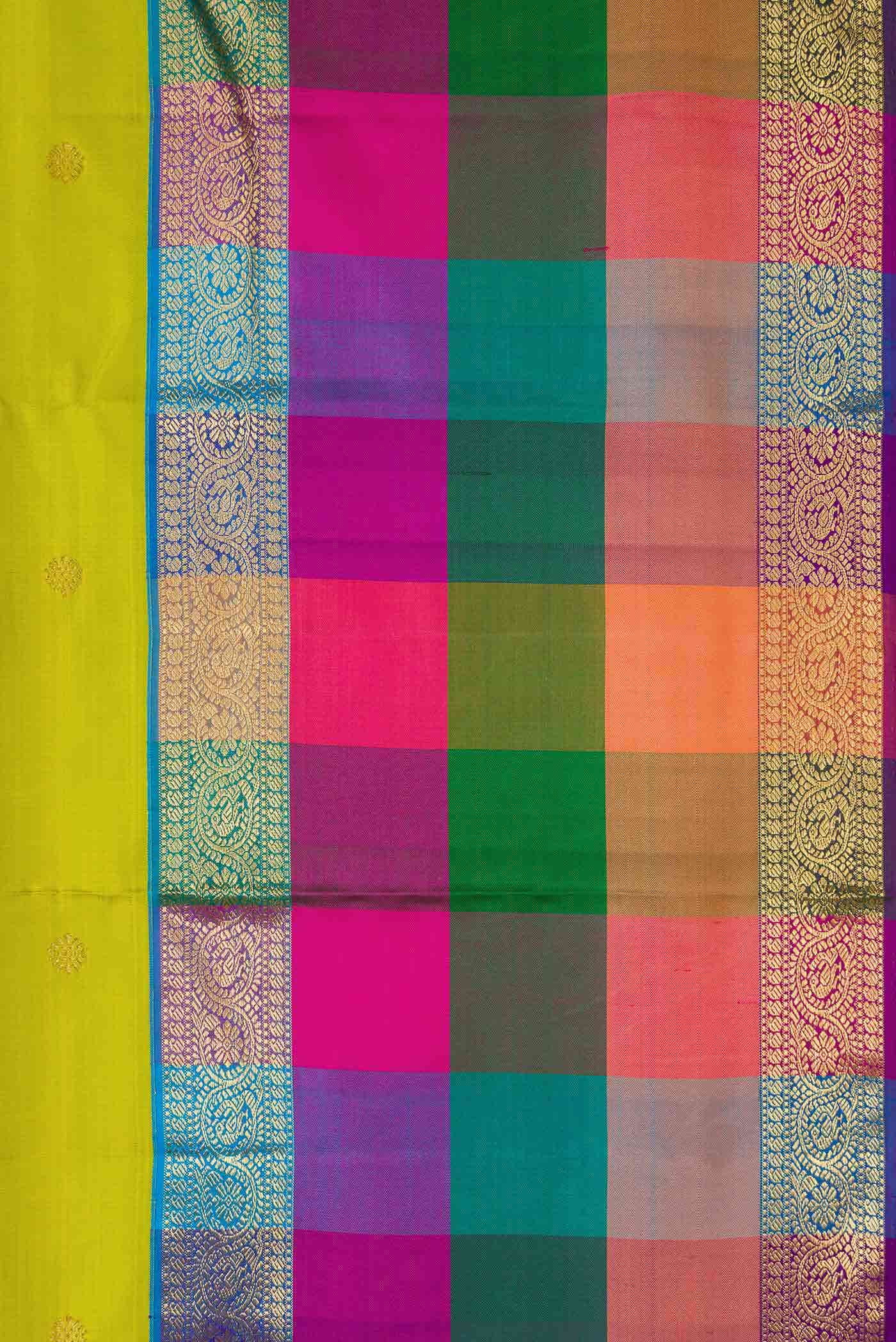 Pure Silk Pure Zari Parrot Green Kanchipuram Saree