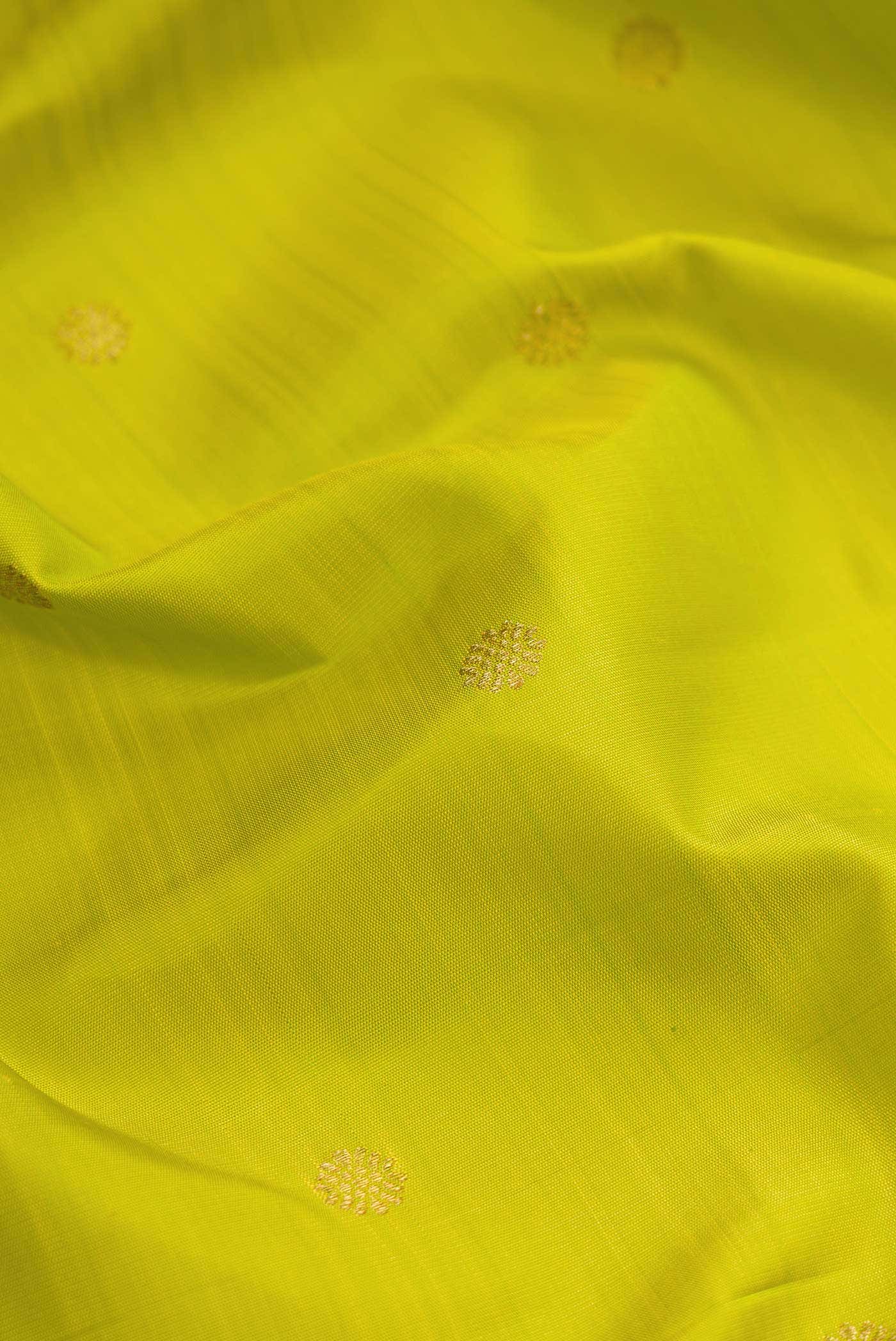 Pure Silk Pure Zari Parrot Green Kanchipuram Saree