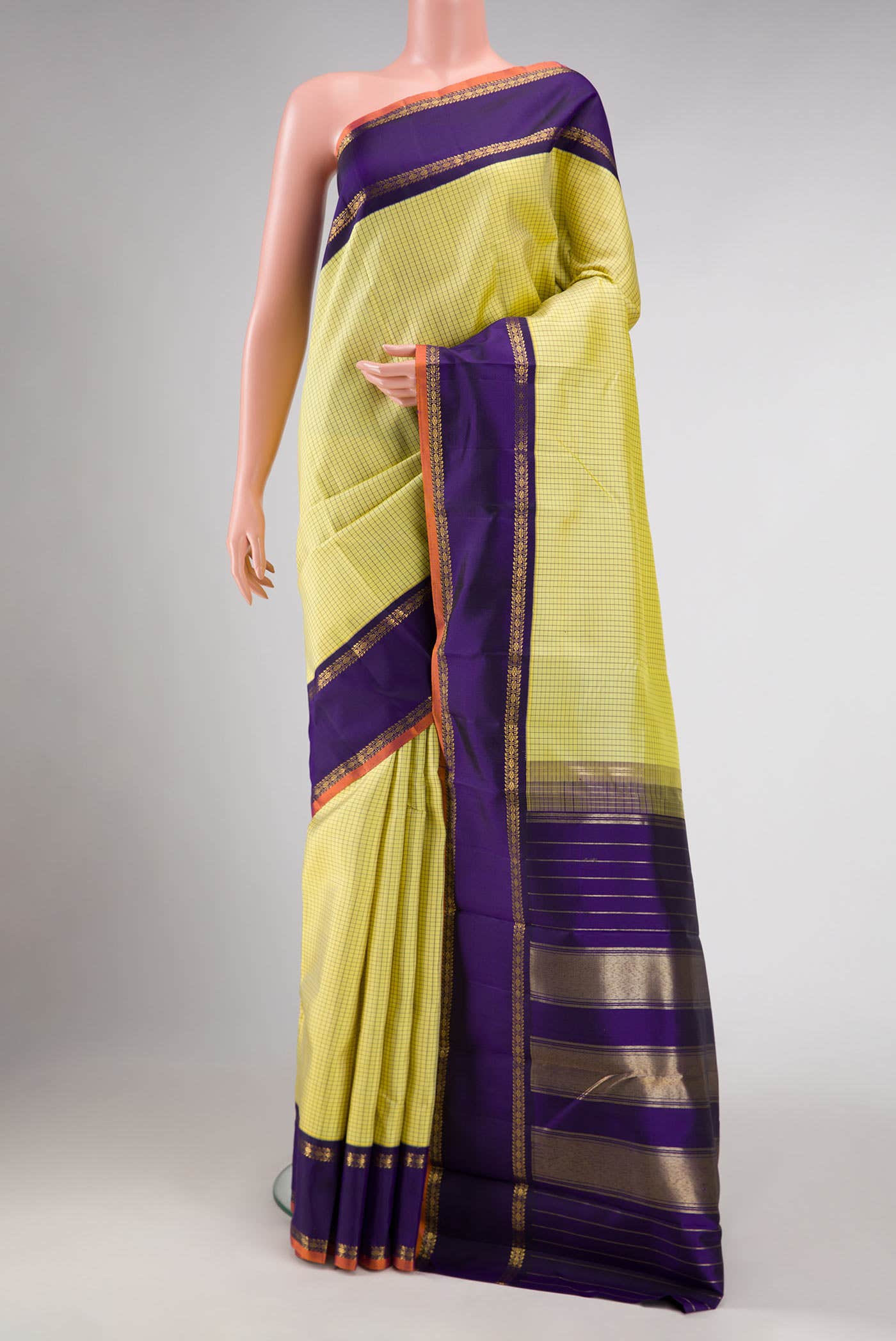 Yellow Dual Tone Kanchipuram Silk Saree