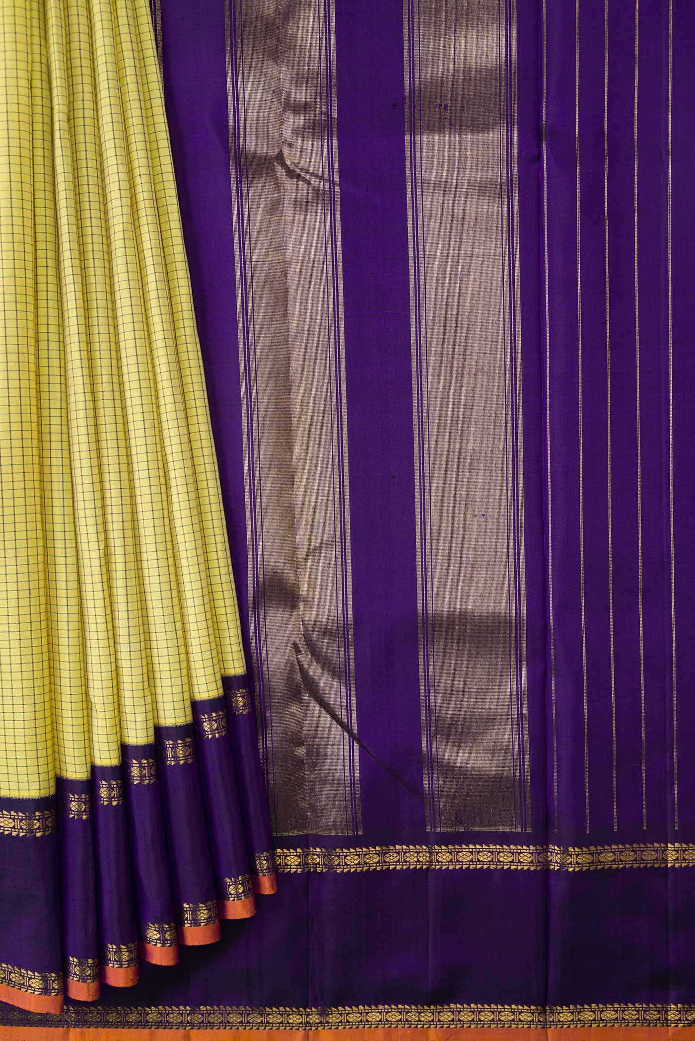 Yellow Dual Tone Kanchipuram Silk Saree