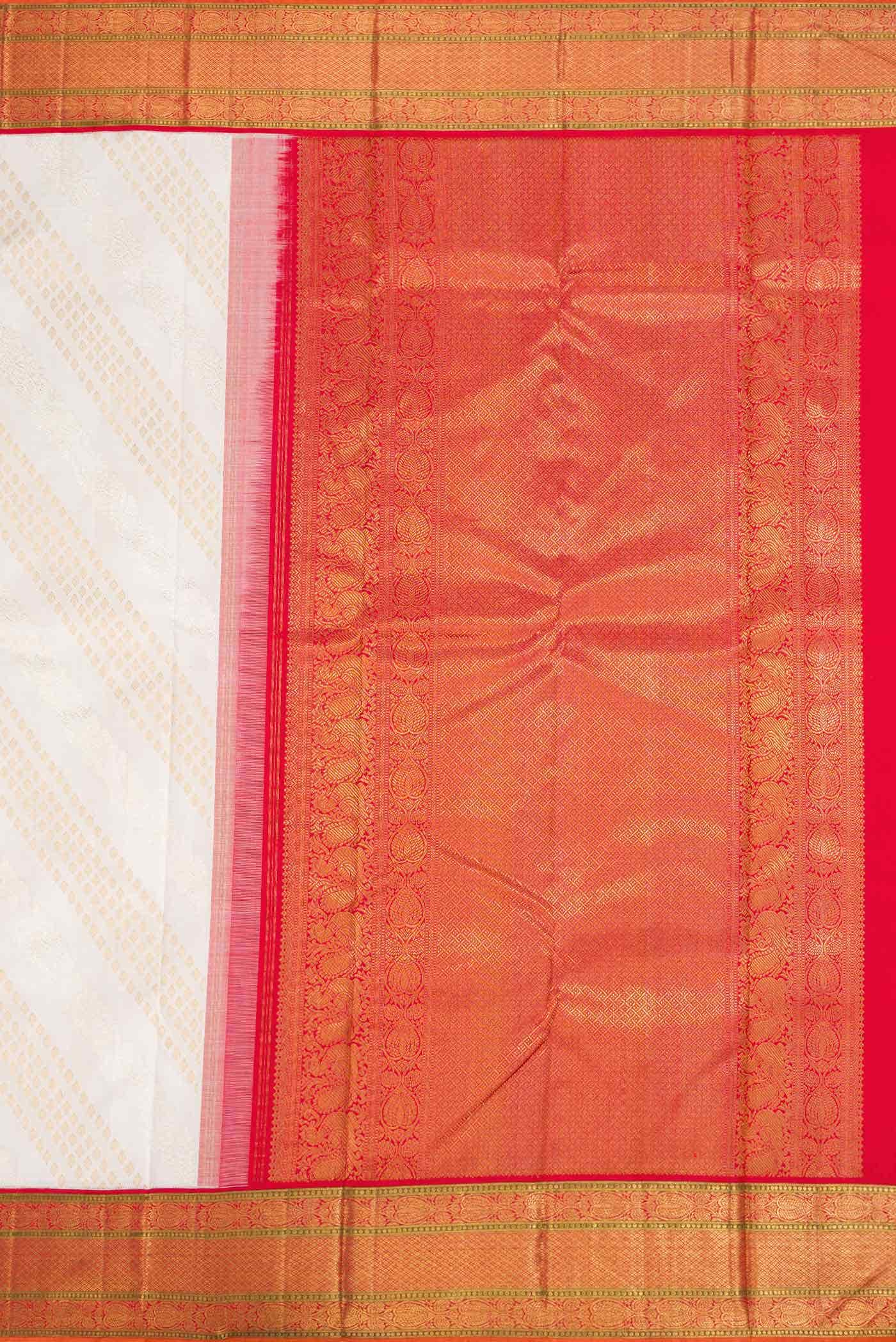 Off White Kanchipuram Silk Saree