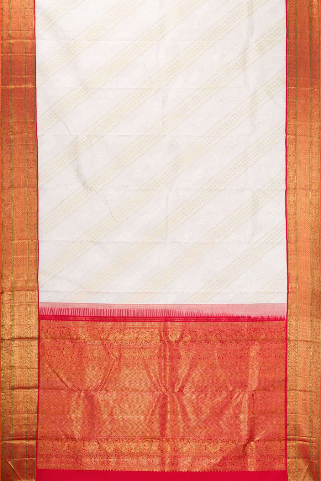 Off White Kanchipuram Silk Saree