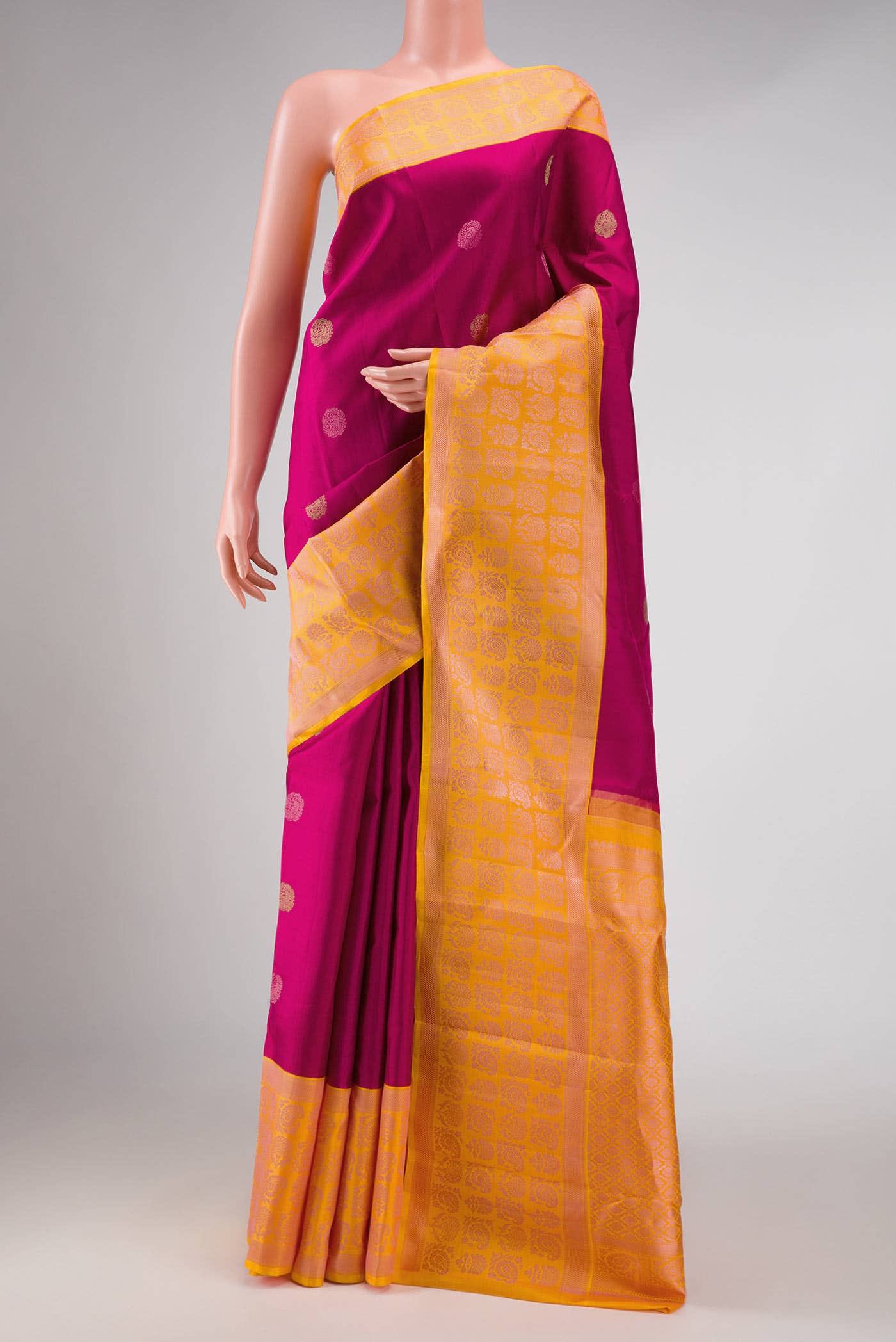 Dark Pink Dual Tone Kanchipuram Silk Saree
