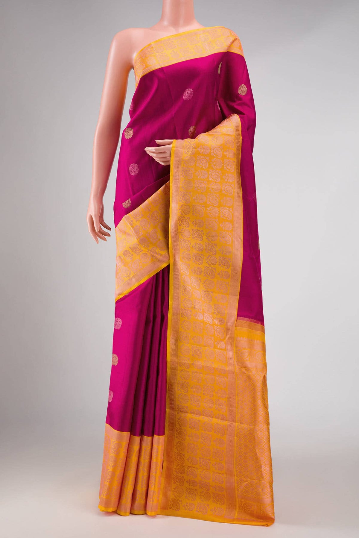 Dark Pink Dual Tone Kanjivaram Silk Saree