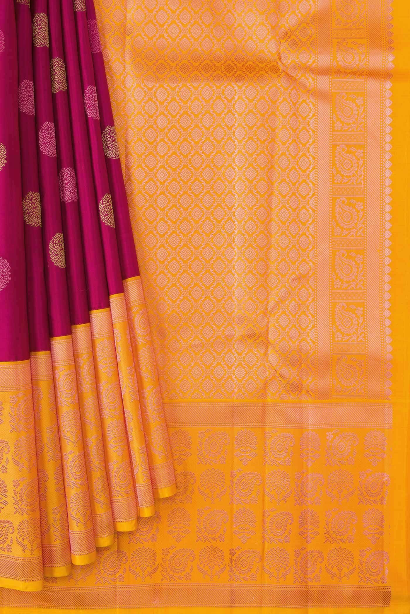 Dark Pink Dual Tone Kanchipuram Silk Saree