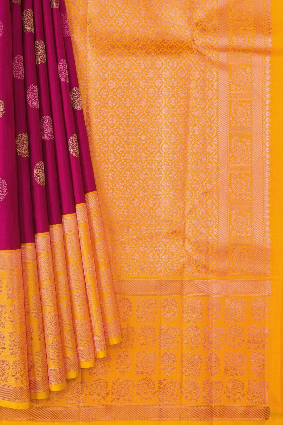 Dark Pink Dual Tone Kanjivaram Silk Saree