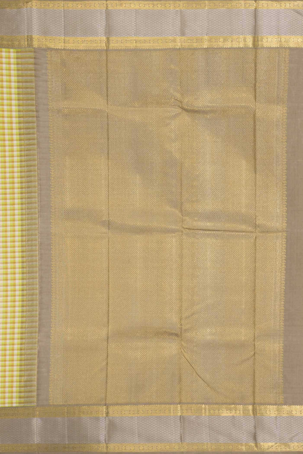 Off White and Green Dual Tone Kanchipuram Silk Saree