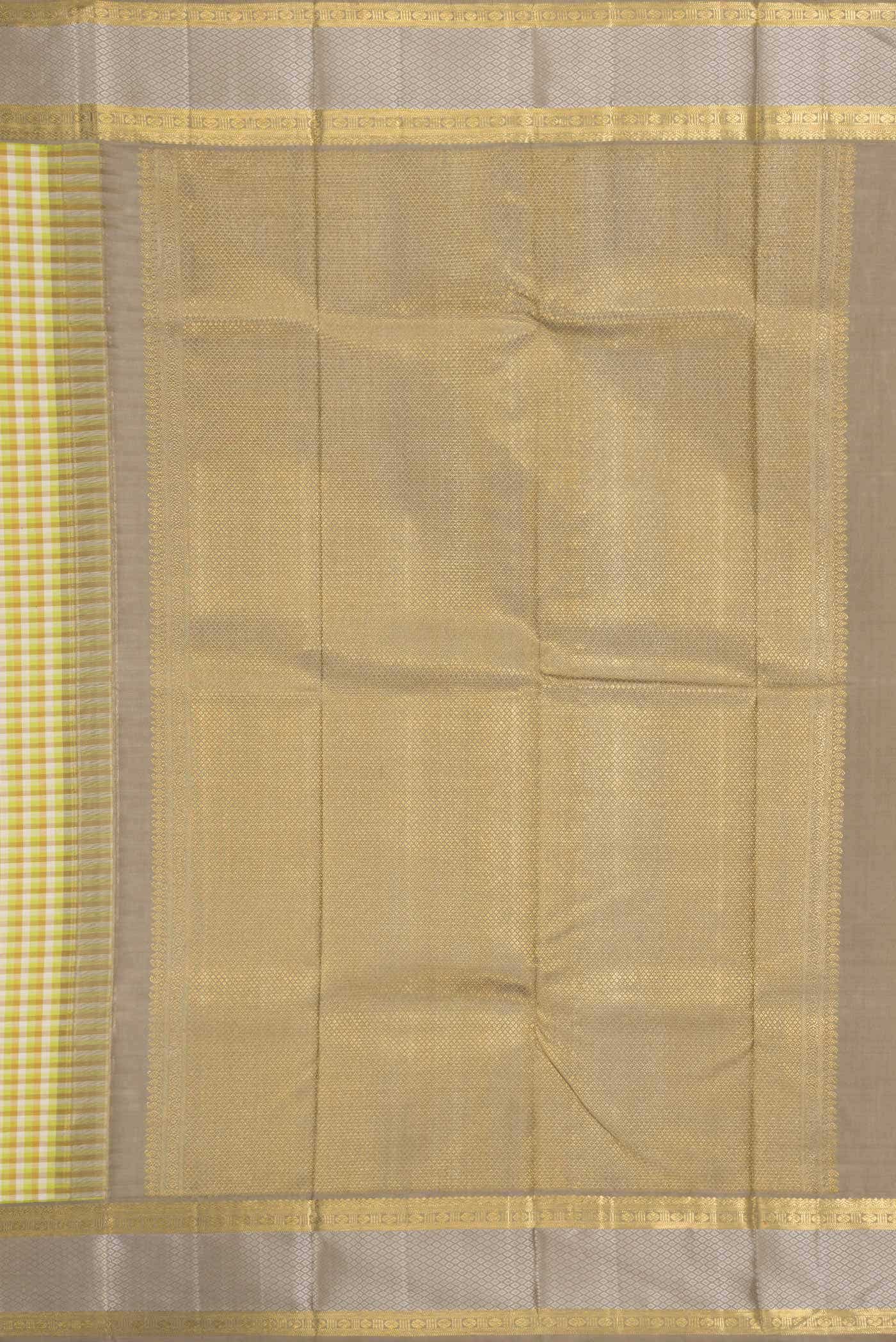 Off White and Green Dual Tone Kanchipuram Silk Saree