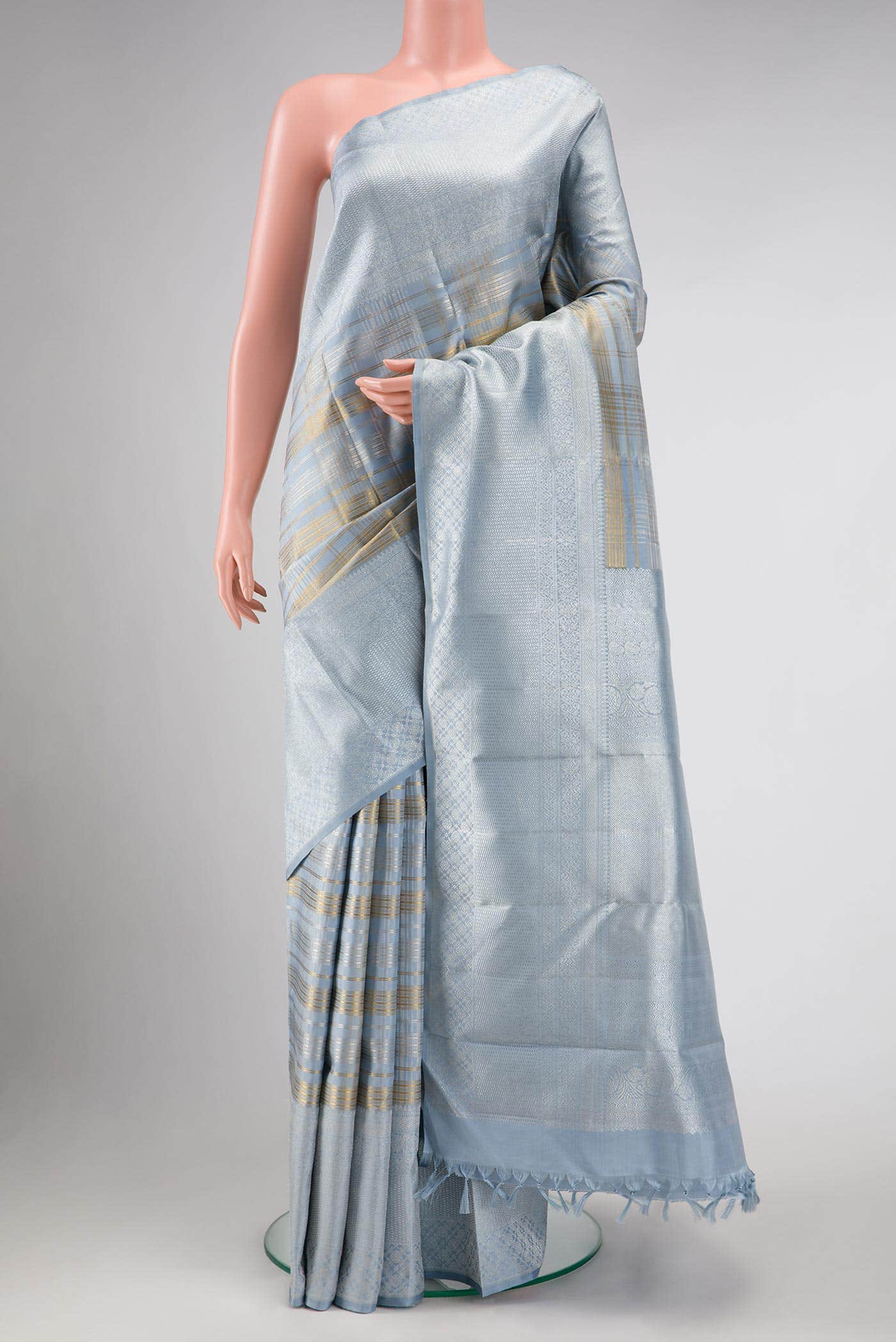Grey Kanchipuram Silk Saree