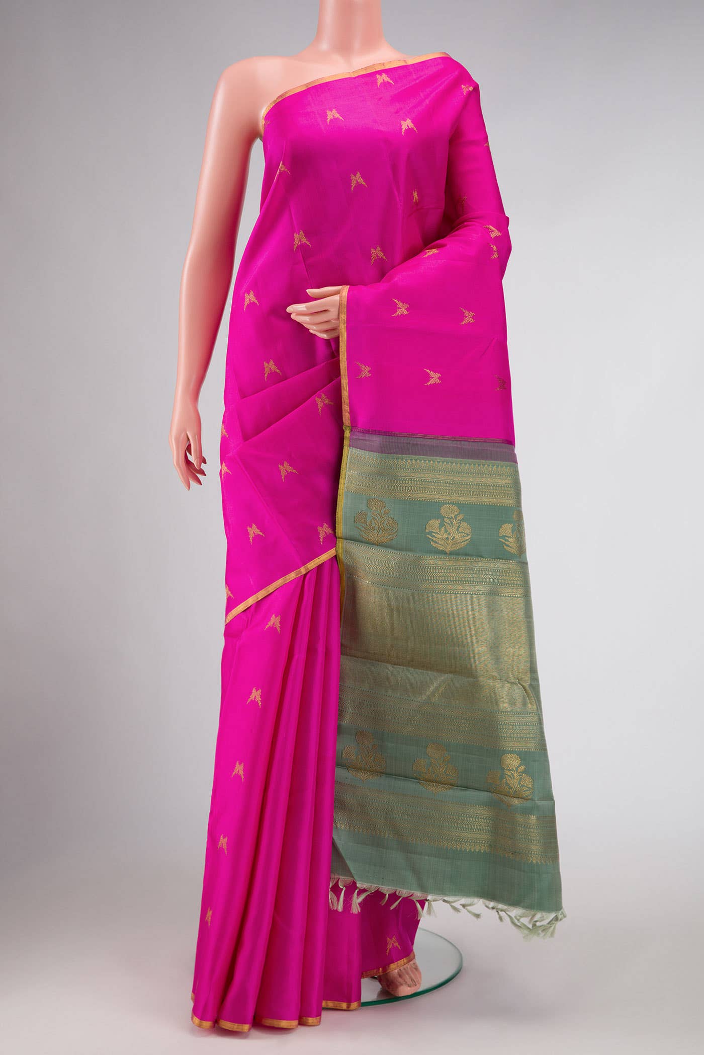 Pink Dual Tone Kanchipuram Silk Saree